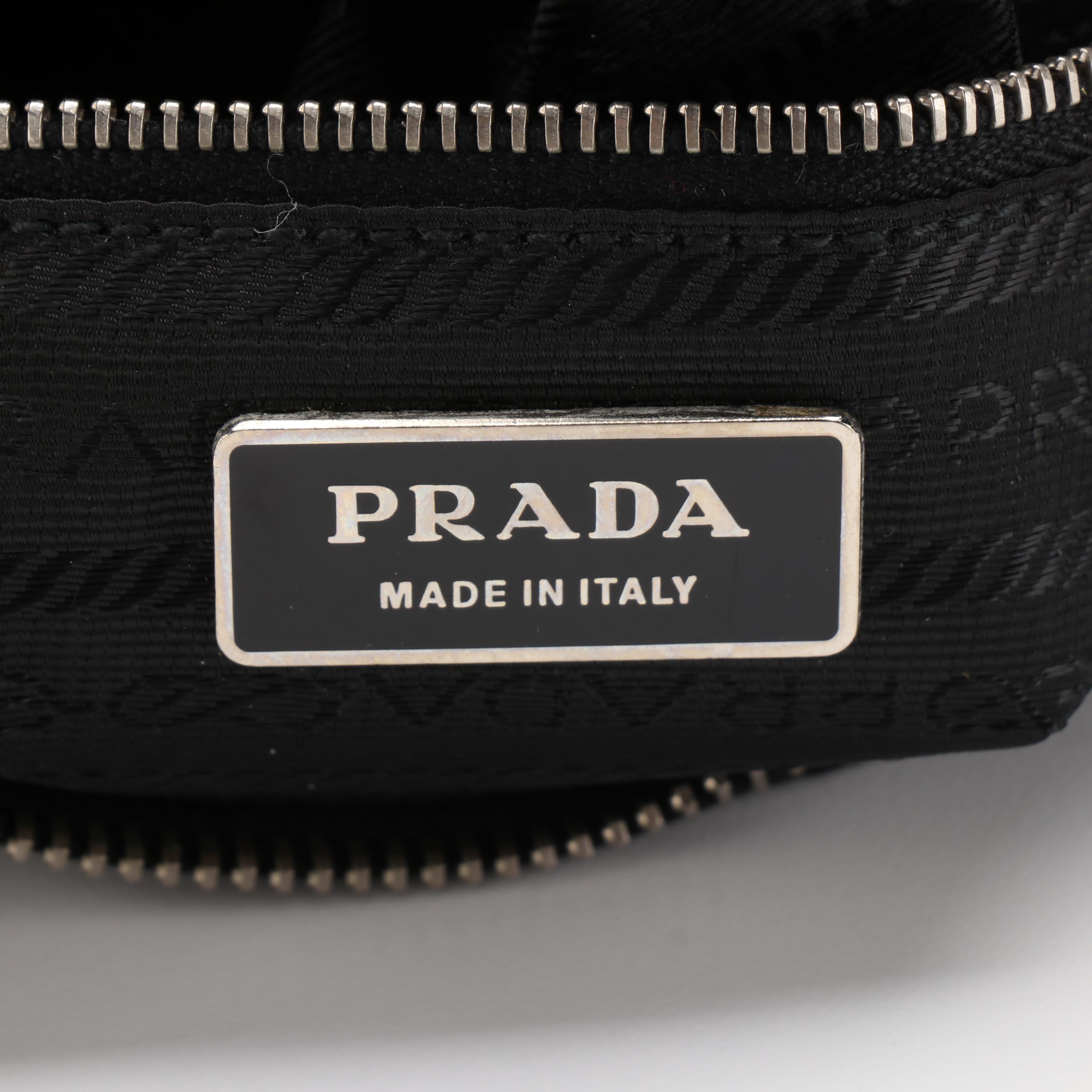 Prada Crossbody Bag in Black Nylon and Patent Leather Trim