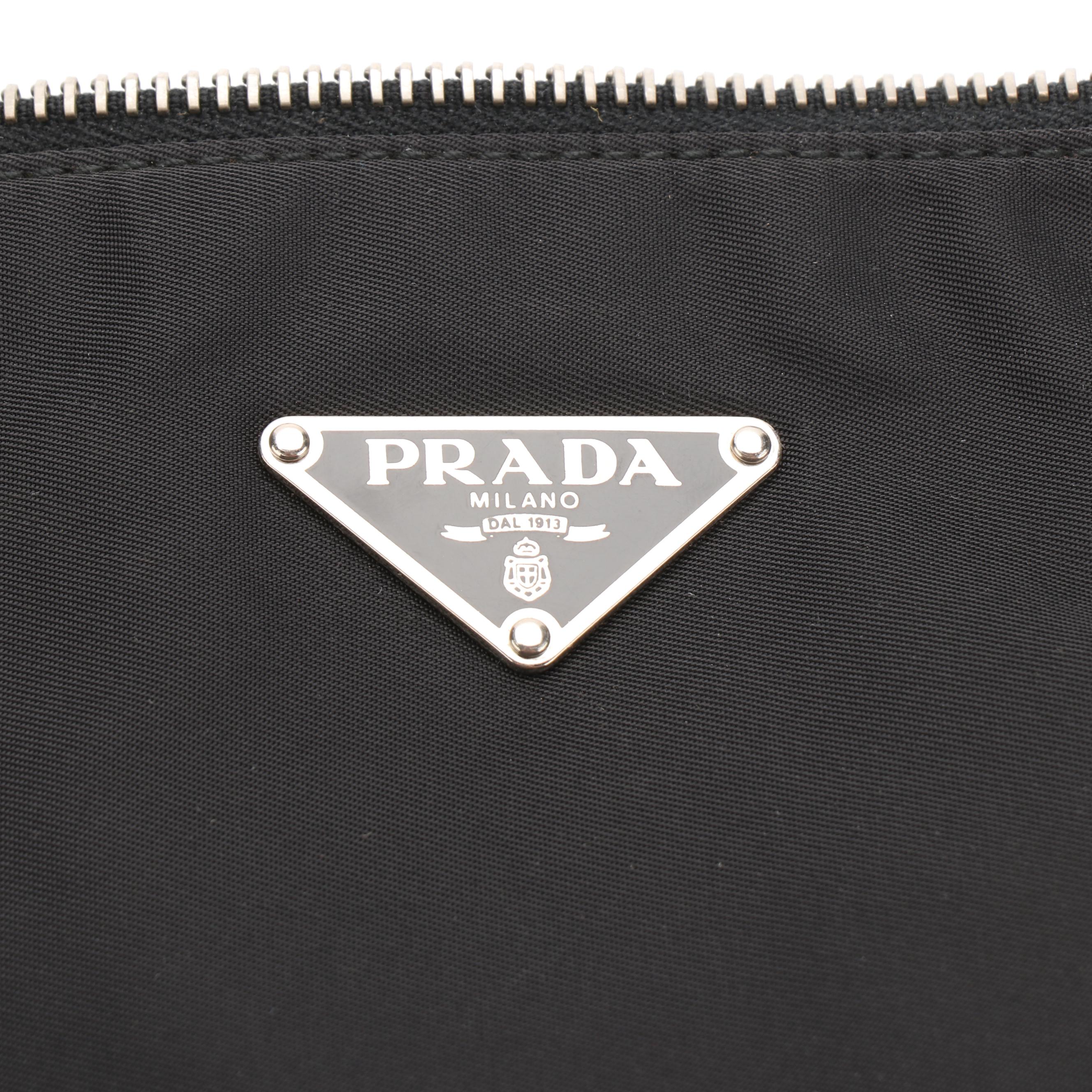 Prada Crossbody Bag in Black Nylon and Patent Leather Trim