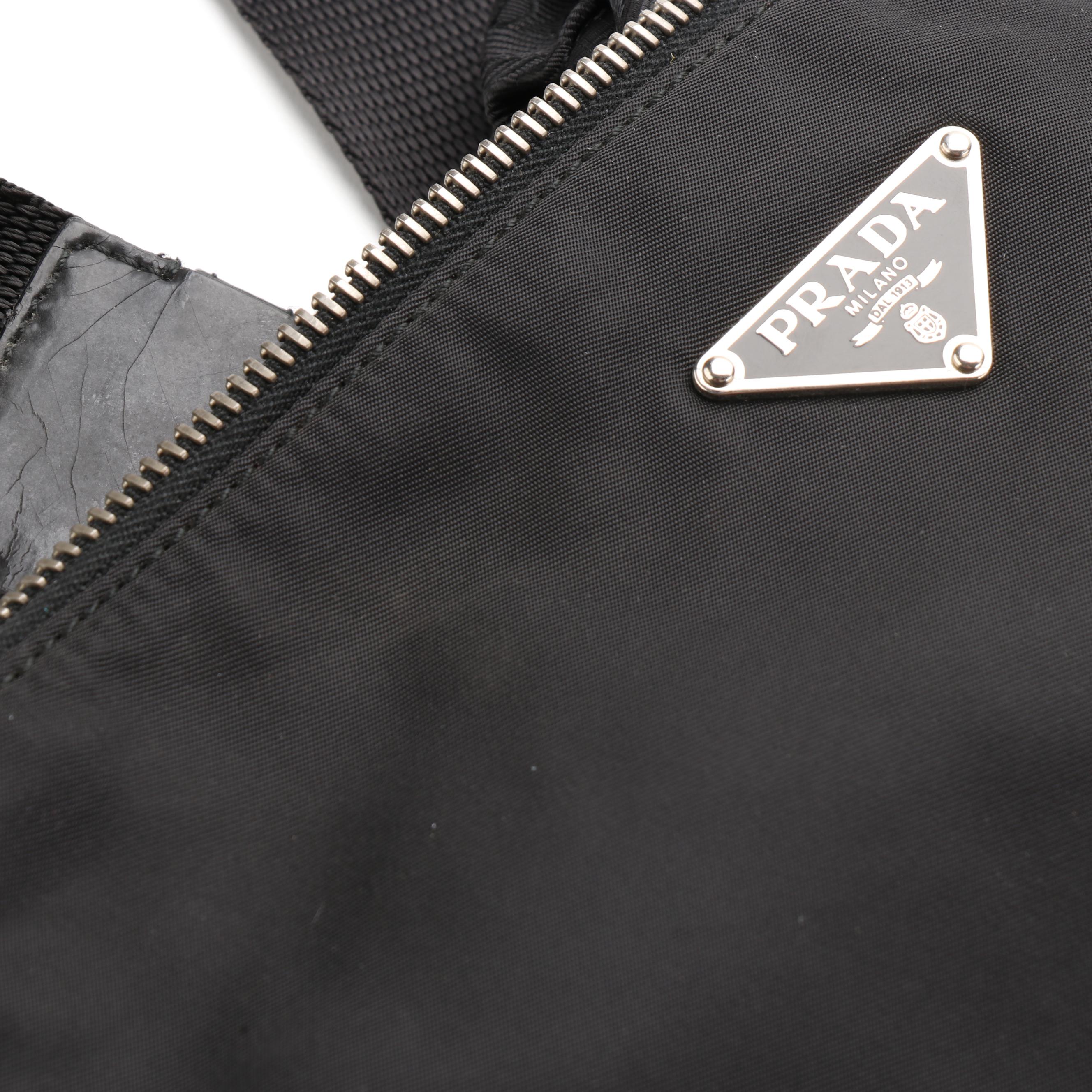 Prada Crossbody Bag in Black Nylon and Patent Leather Trim