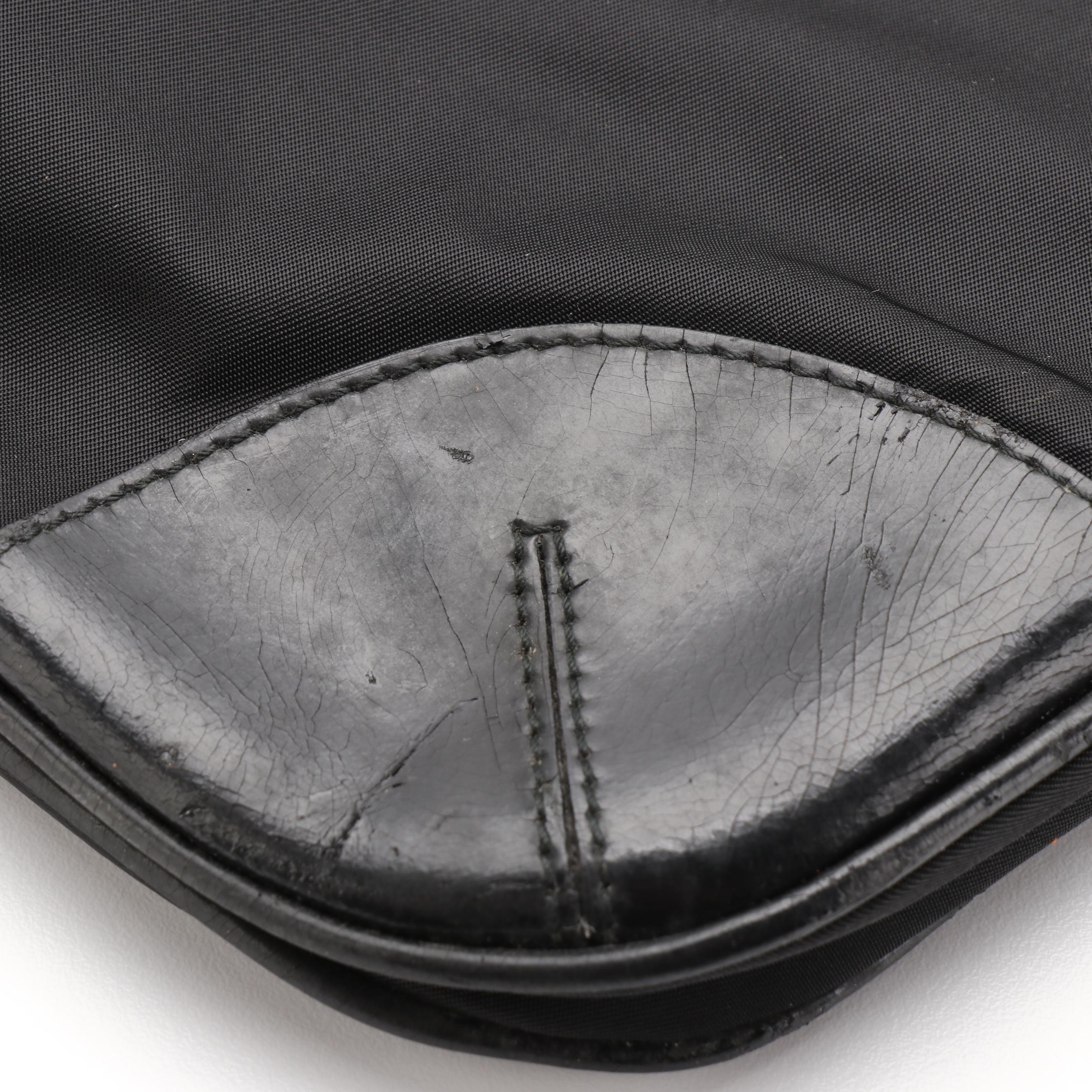 Prada Crossbody Bag in Black Nylon and Patent Leather Trim