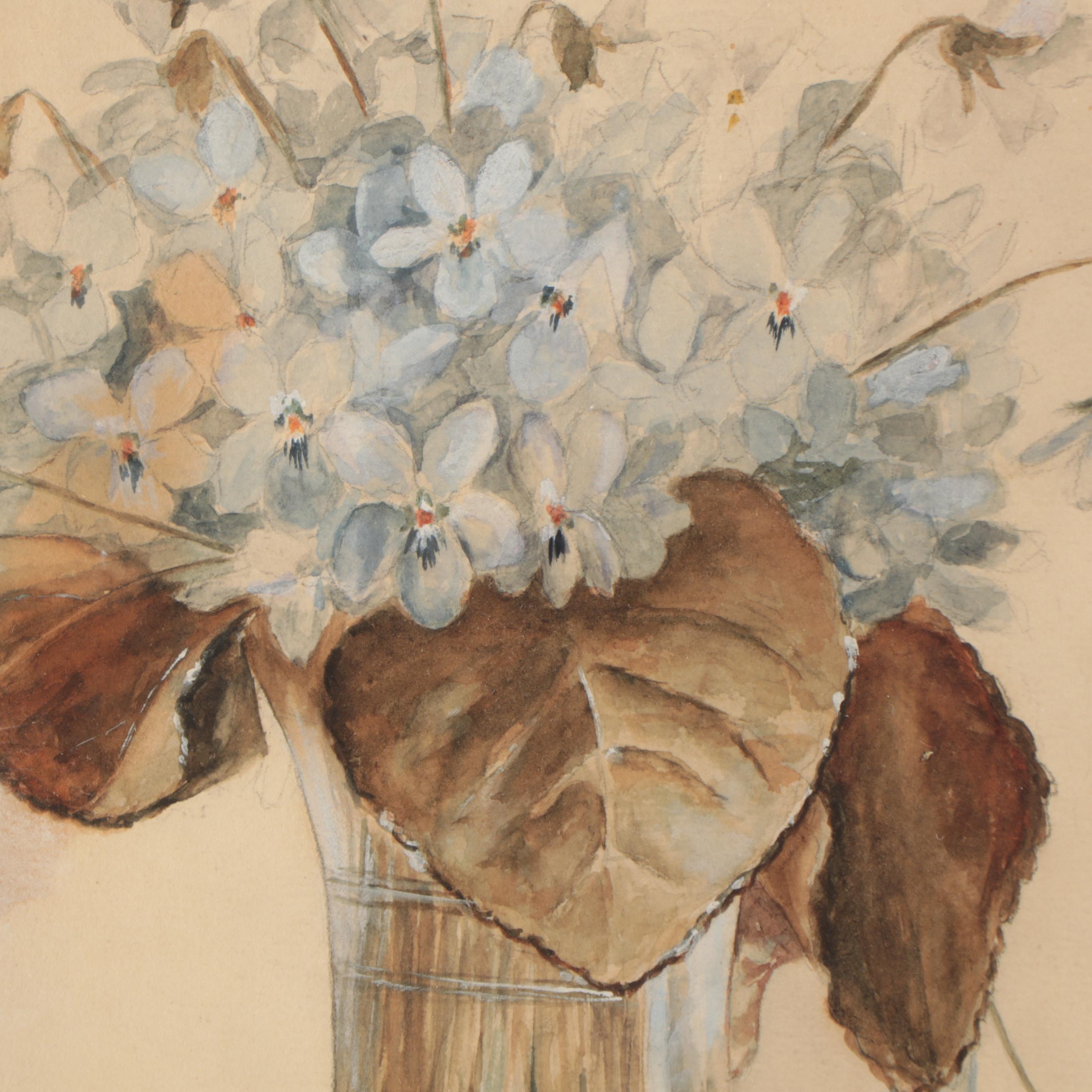 Sara Carlisle Still Life Watercolor Painting, 1906