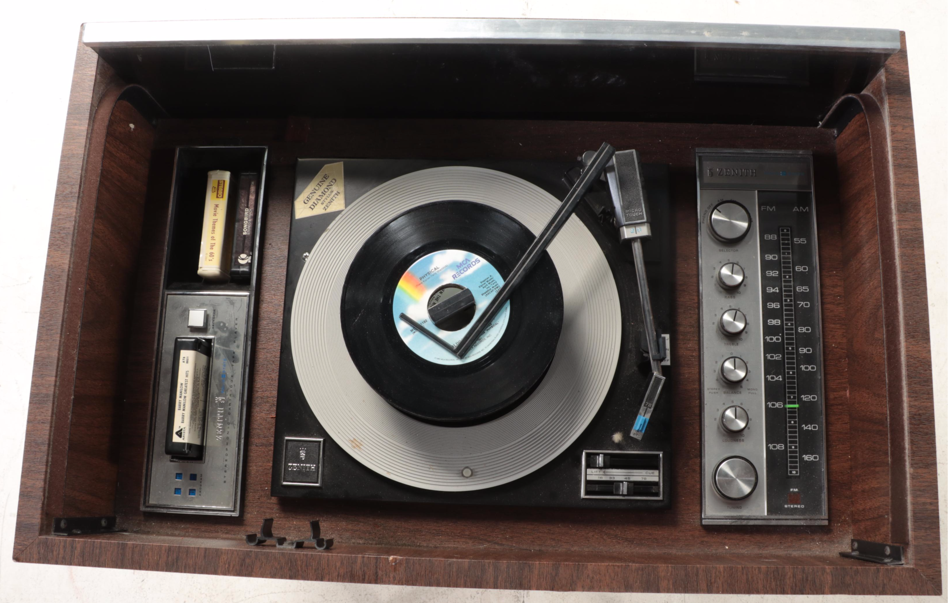 Zenith Turntable and Tape Deck With Allegro by Zenith Floor Speakers
