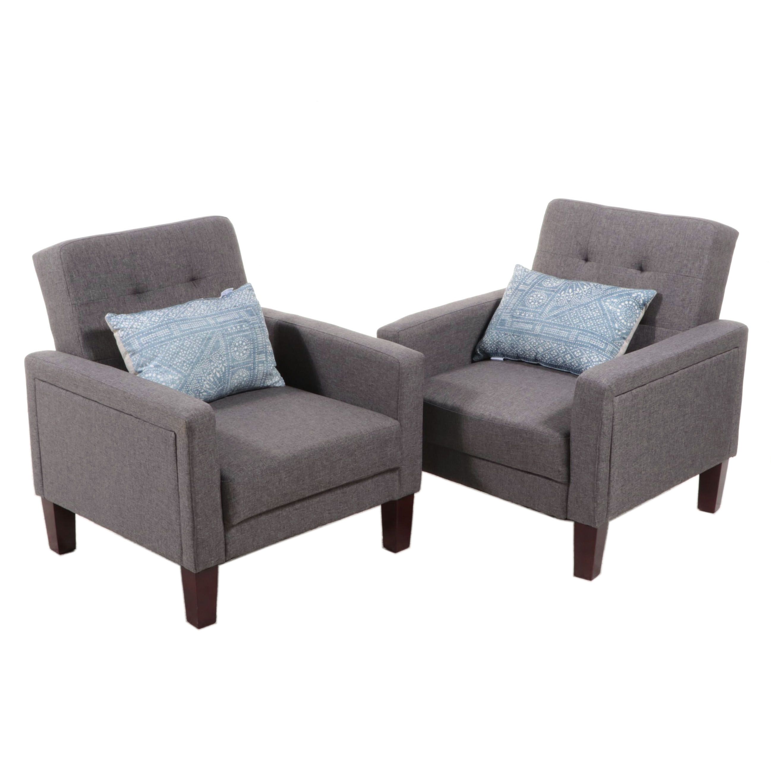 Pair of Dorel Home Furnishings Modernist Style Upholstered Club Chairs