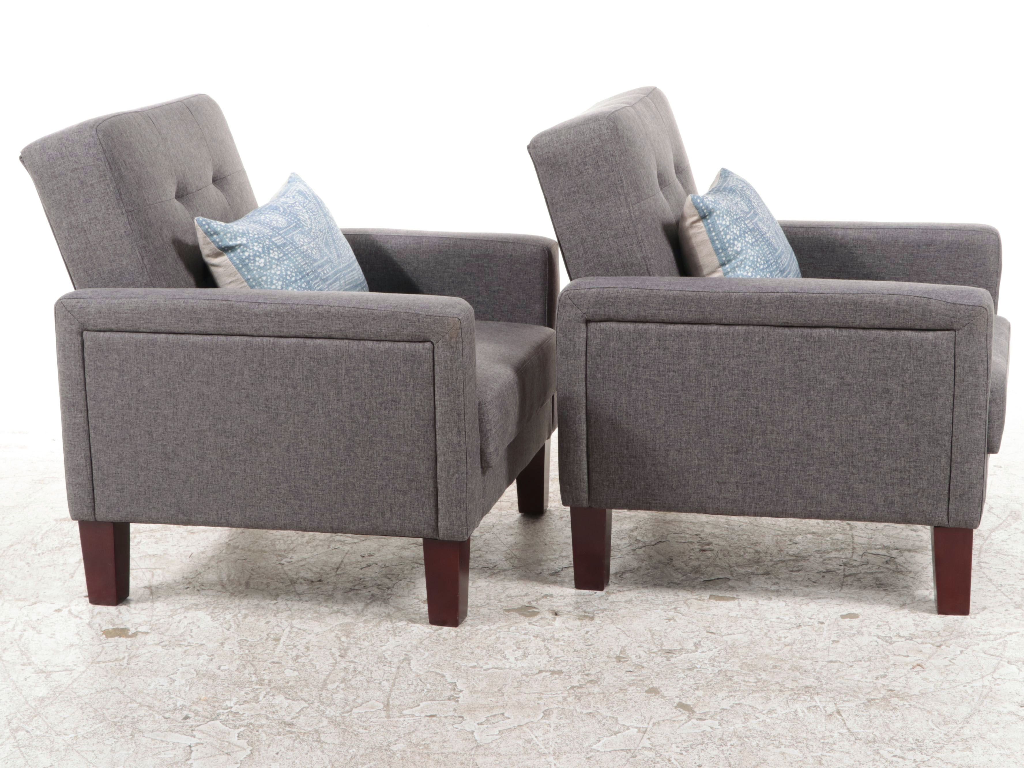 Pair of Dorel Home Furnishings Modernist Style Upholstered Club Chairs