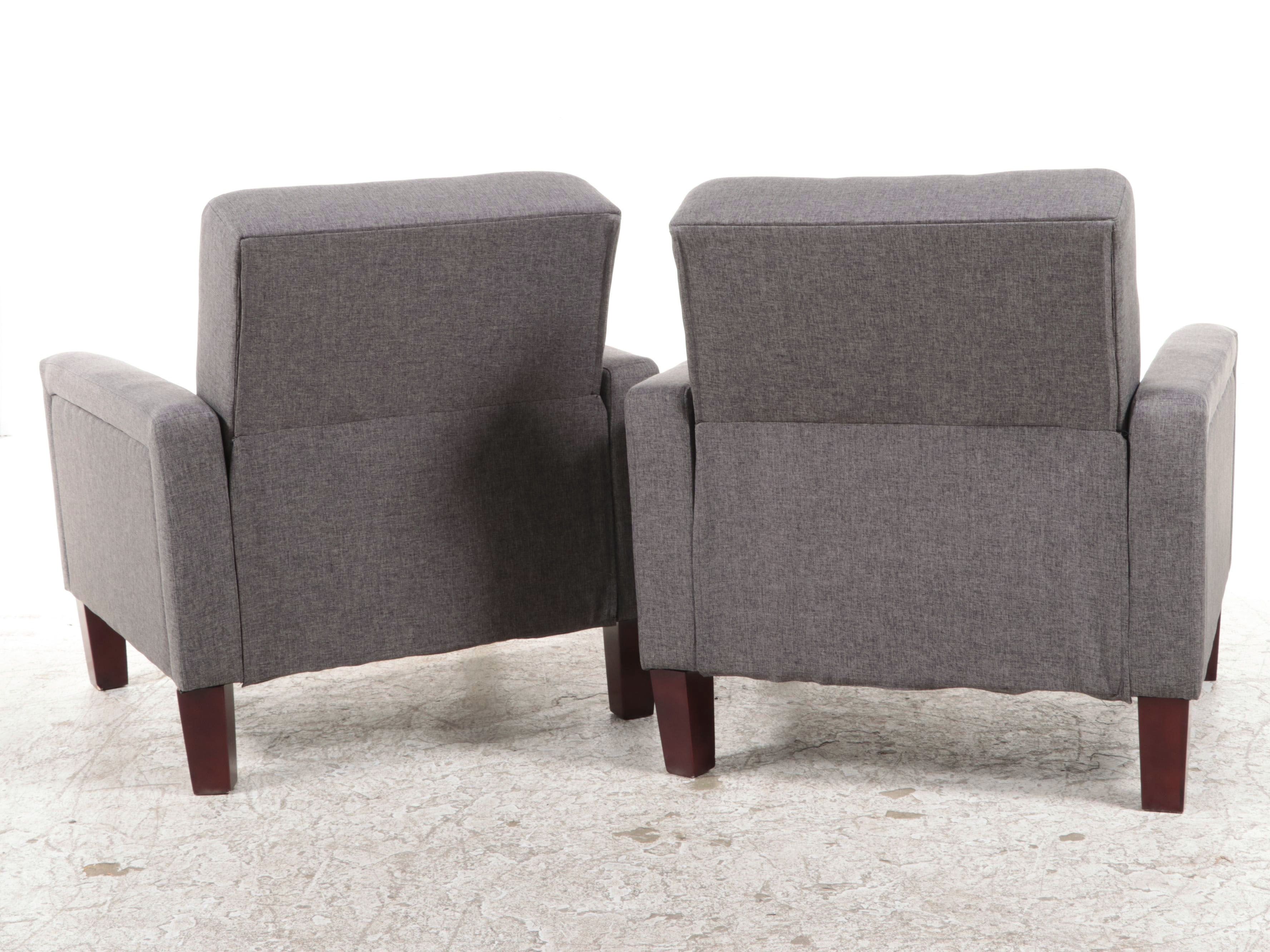 Pair of Dorel Home Furnishings Modernist Style Upholstered Club Chairs