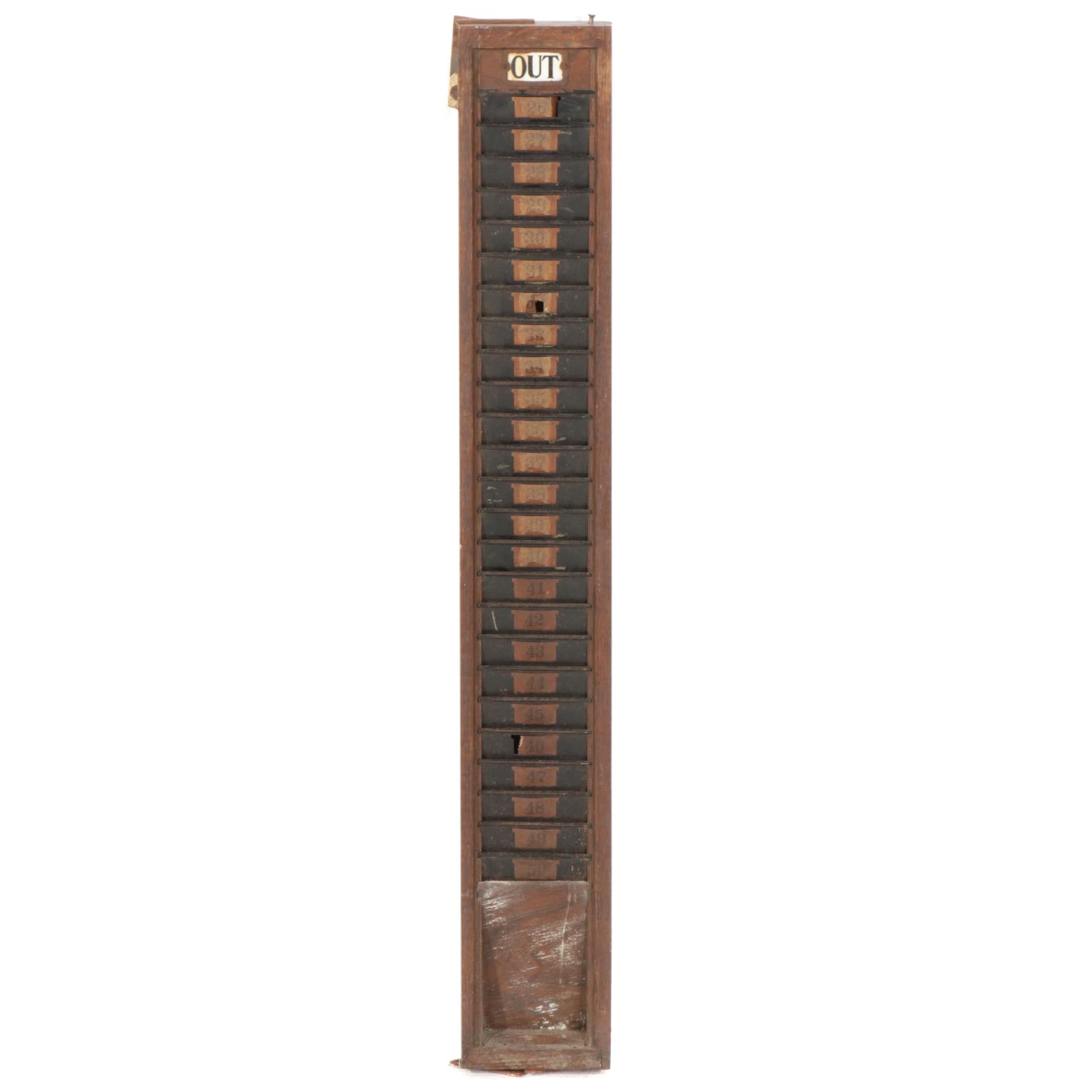 Wooden Time Clock Card Holder, Early 19th Century