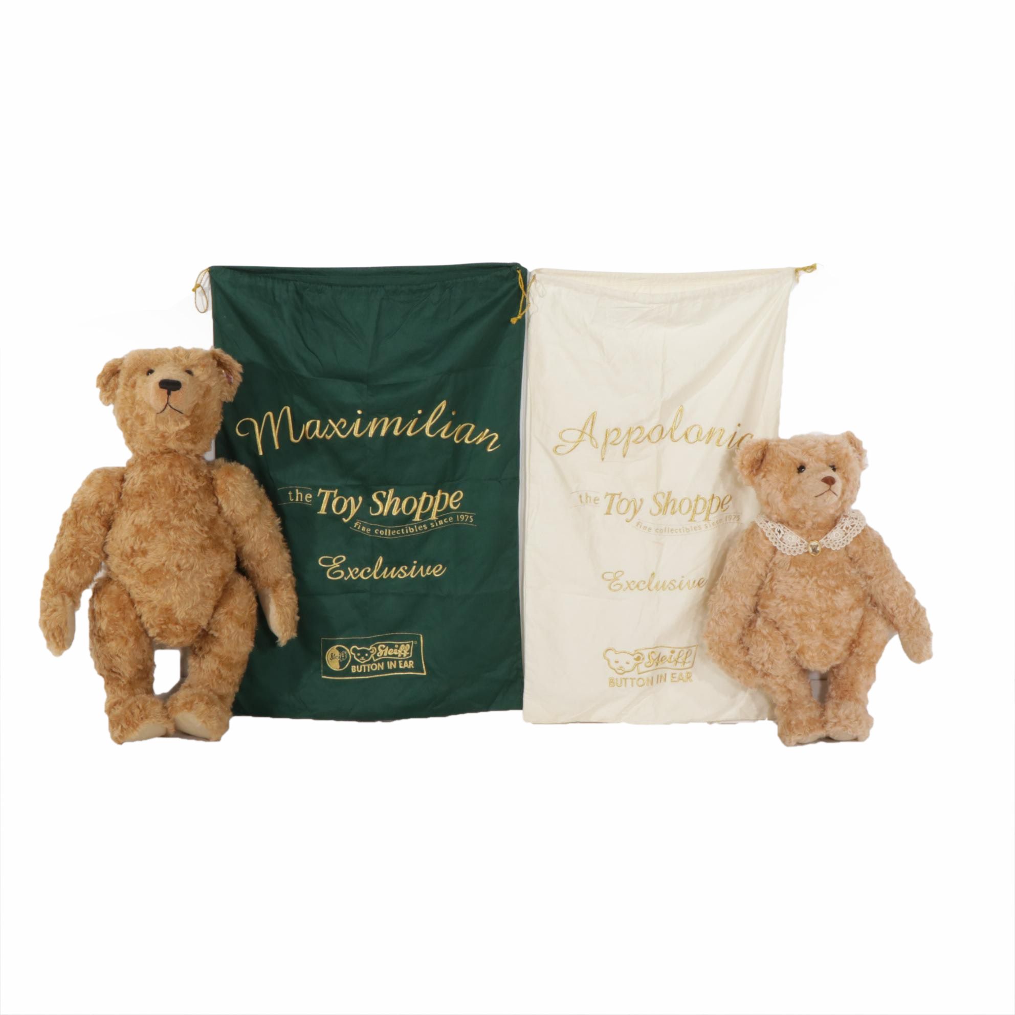 The Toy Shoppe Steiff Maximilian and Appolonia Large Stuffed Bears with Bags