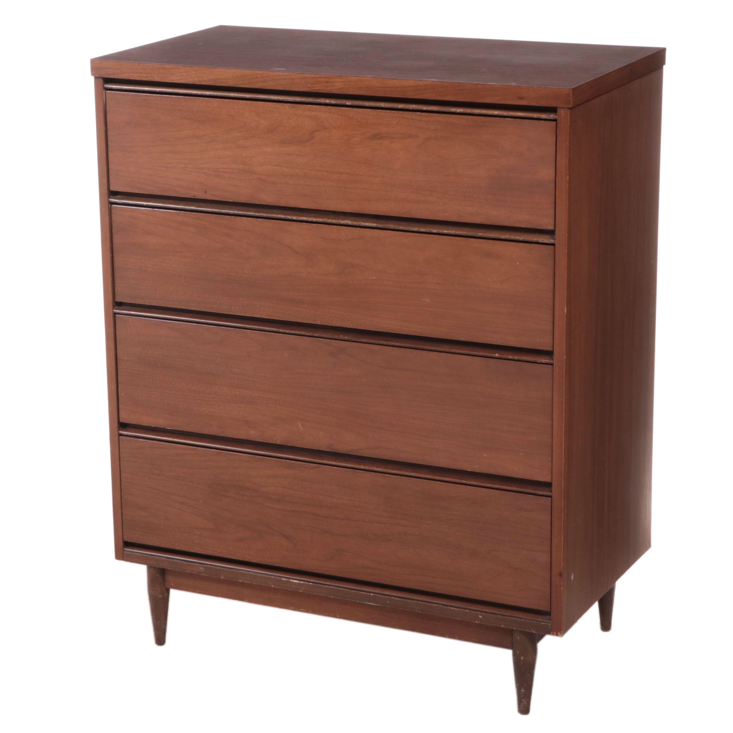 Mid Century Modern Walnut and Laminate Top Four-Drawer Chest
