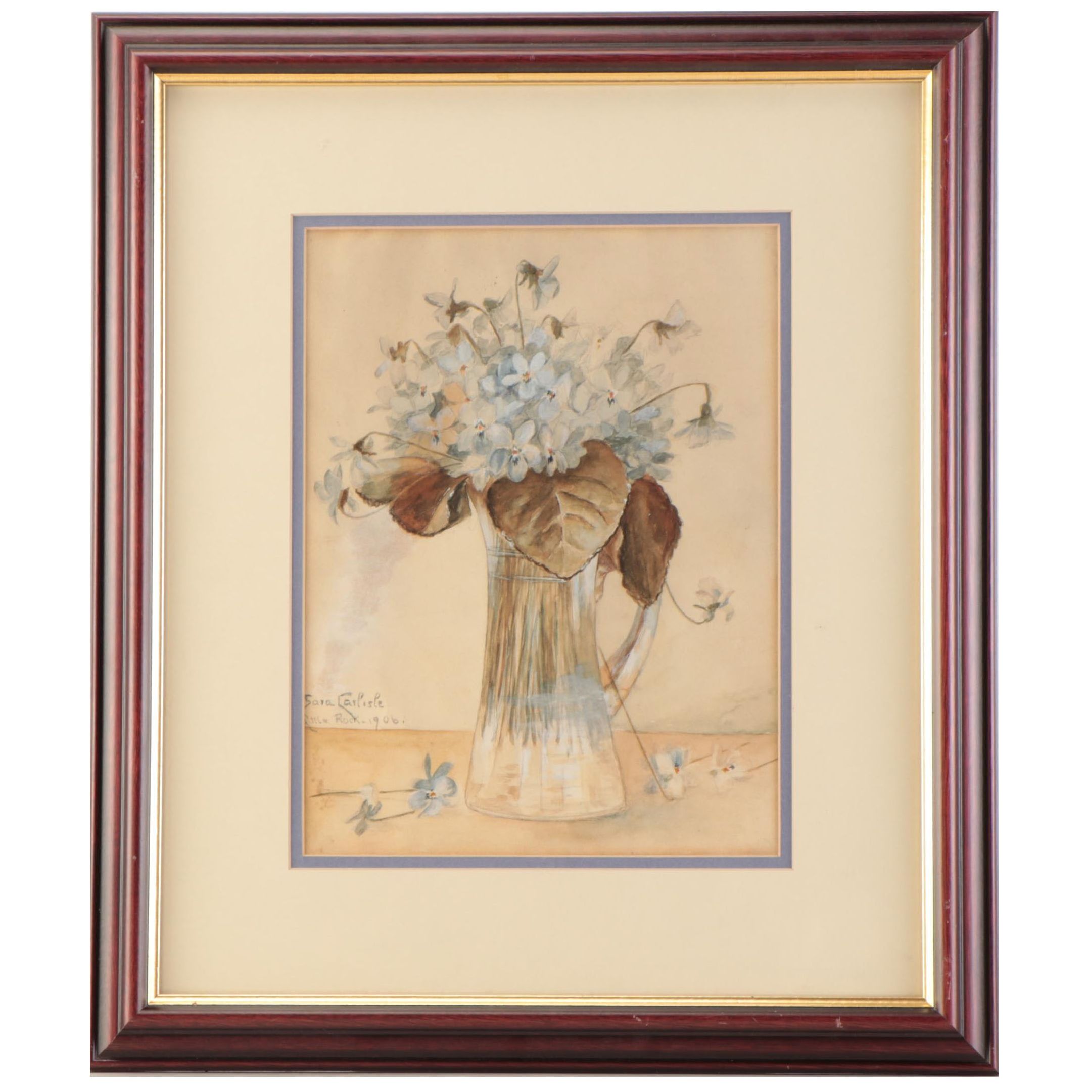 Sara Carlisle Still Life Watercolor Painting, 1906