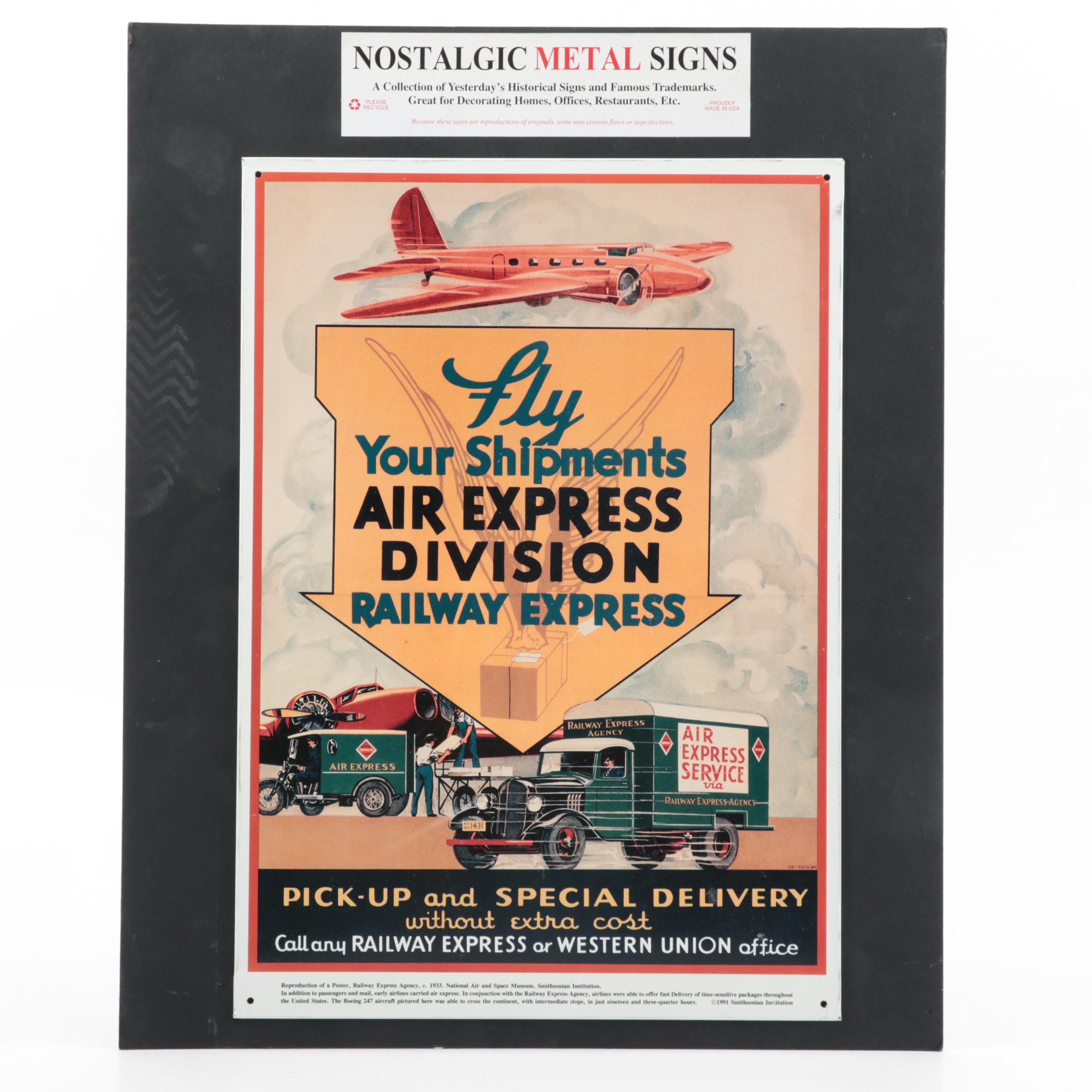 Railway Express Agency, Coca-Cola and Brown Derby Metal Reproduction Signs