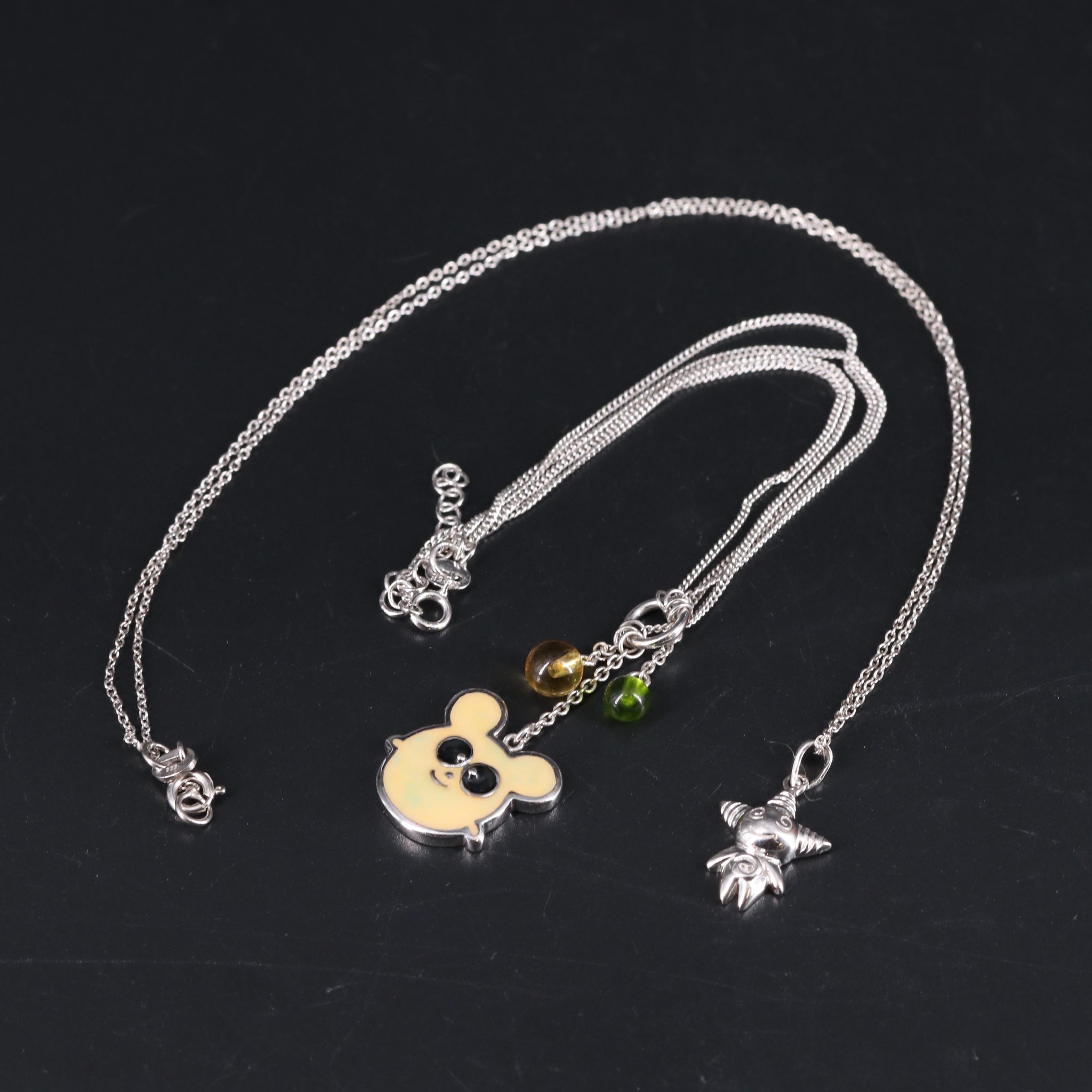Sterling Silver Pendant and Bracelet Including Gemstones