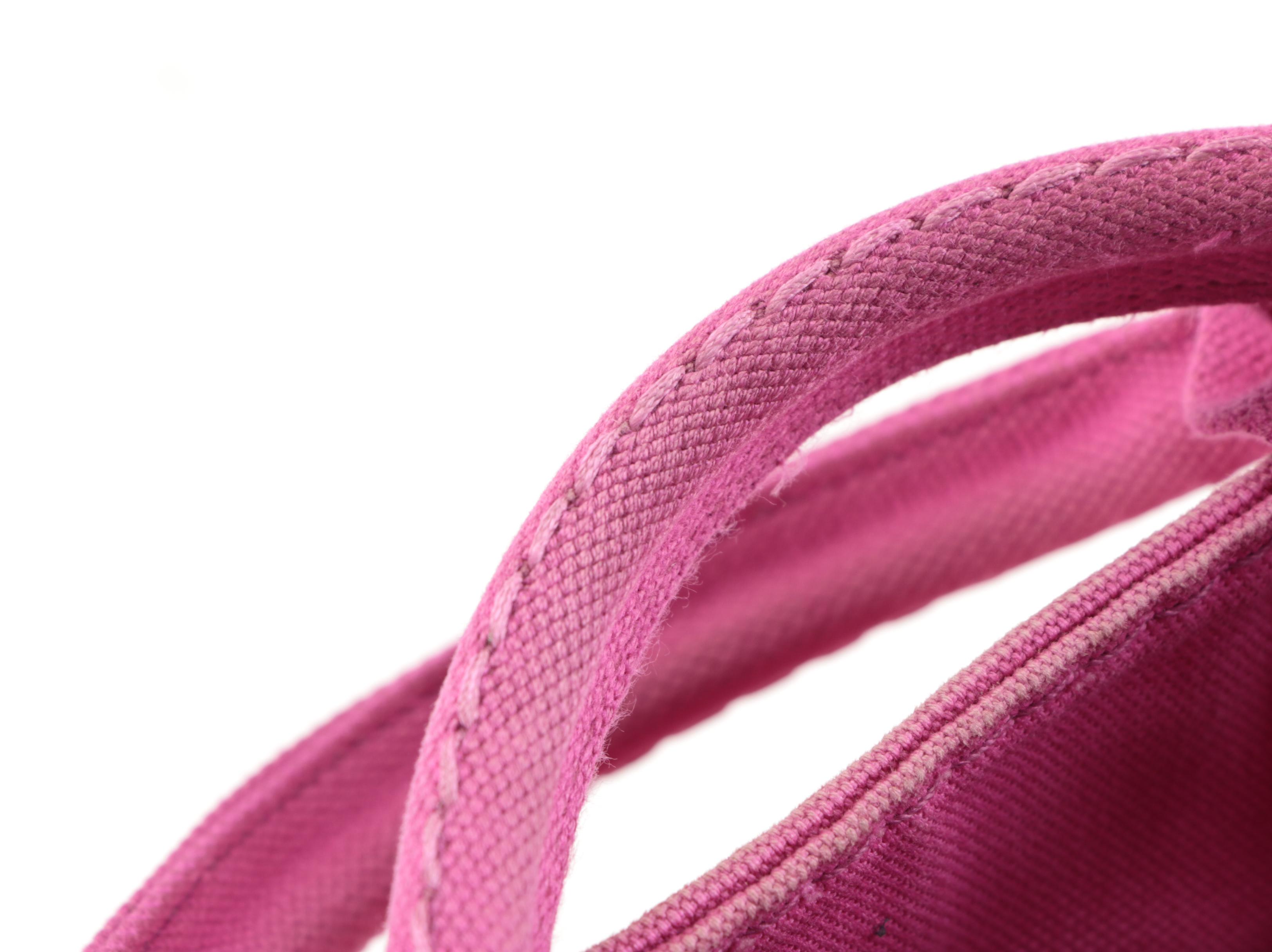 Prada Small Cotton Canapa Canvas Tote with Shoulder Strap in Pink