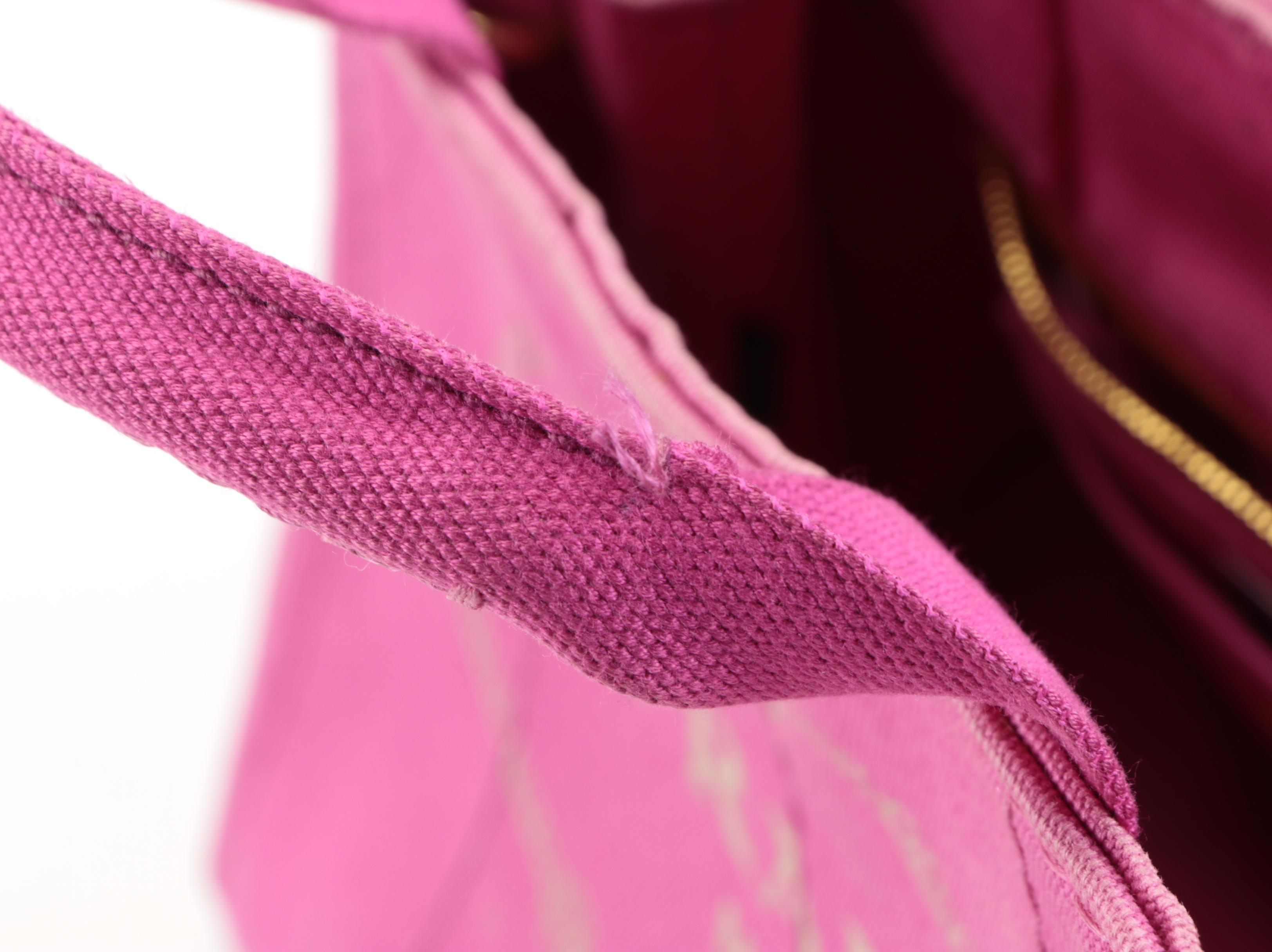 Prada Small Cotton Canapa Canvas Tote with Shoulder Strap in Pink