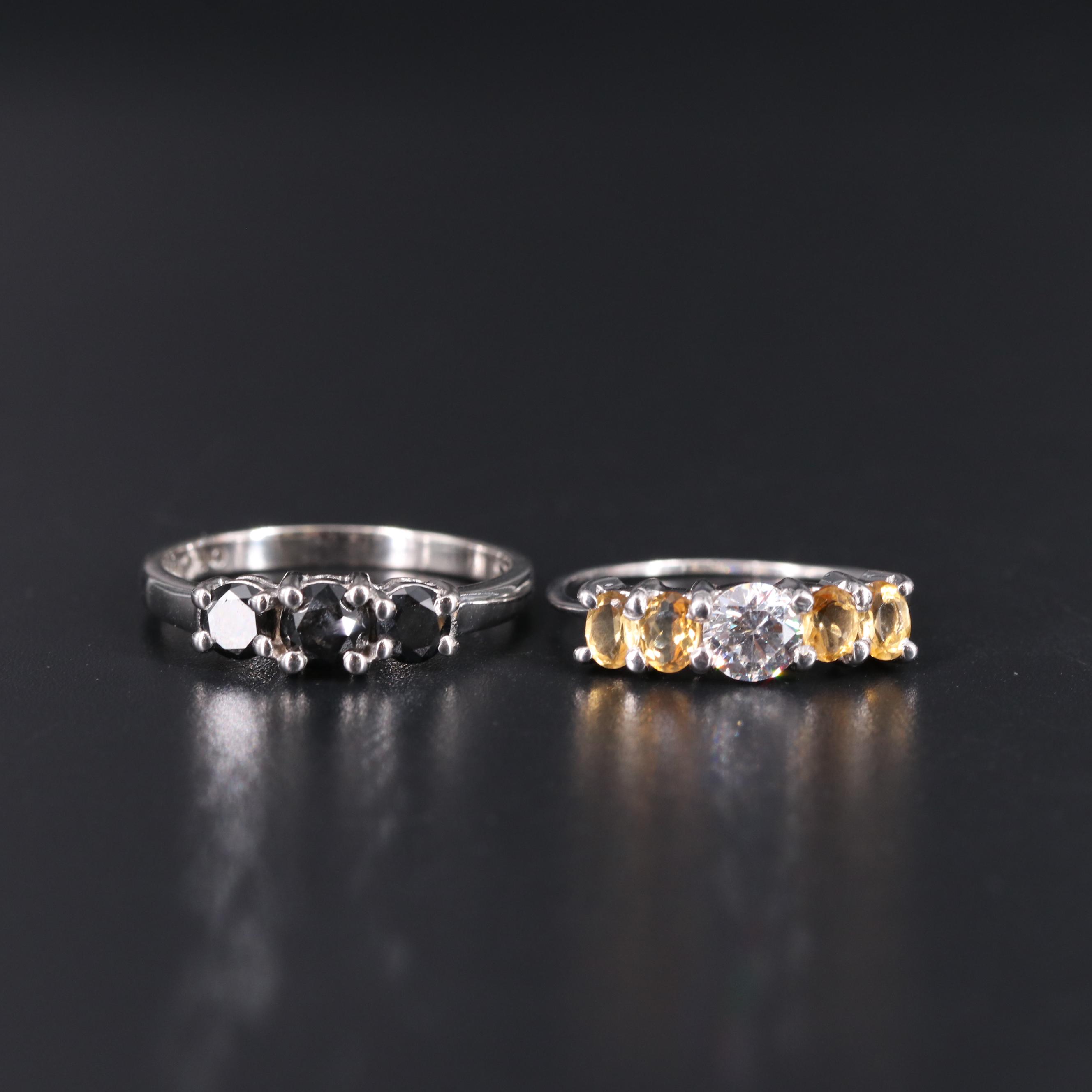 Sterling Silver Ring Duo Including Gemstones