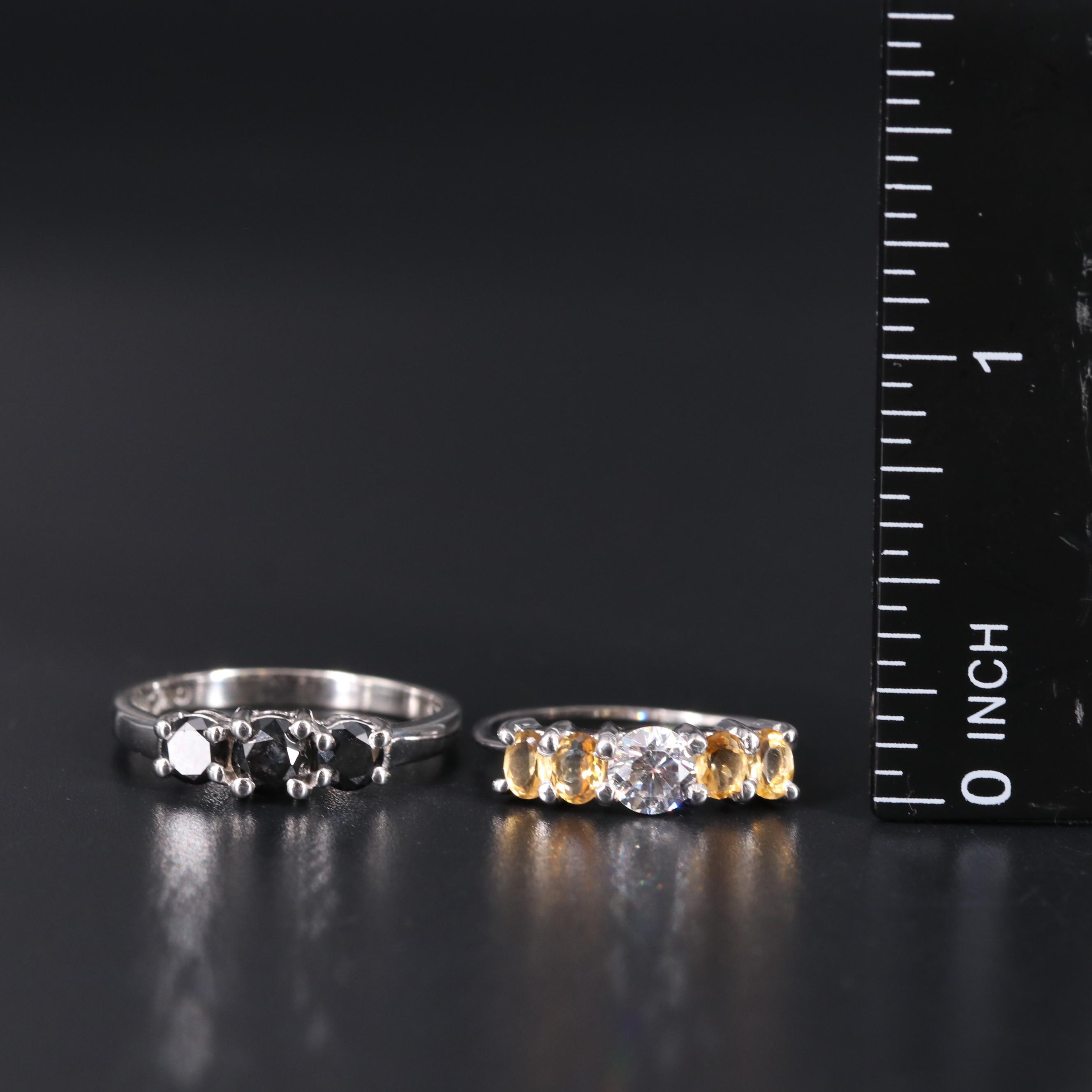 Sterling Silver Ring Duo Including Gemstones