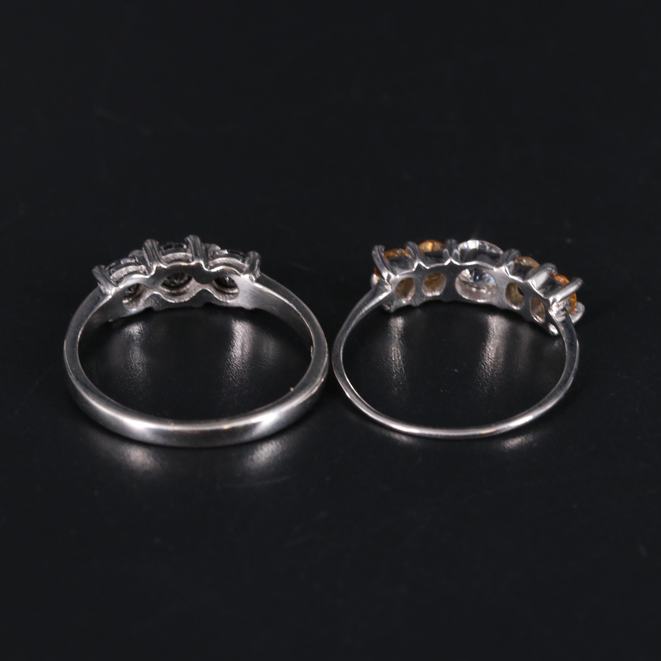 Sterling Silver Ring Duo Including Gemstones