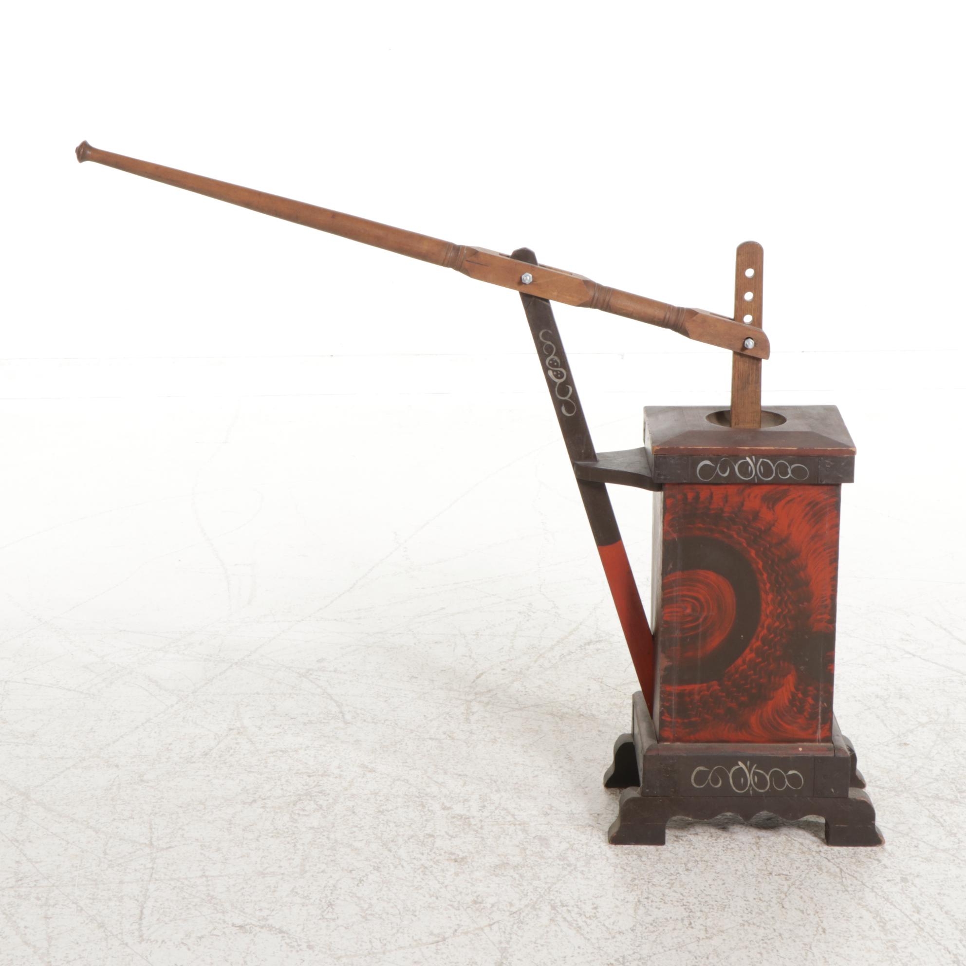 Champion E.H. Funk's Lever-Operated and Paint-Decorated Butter Churn, c. 1870