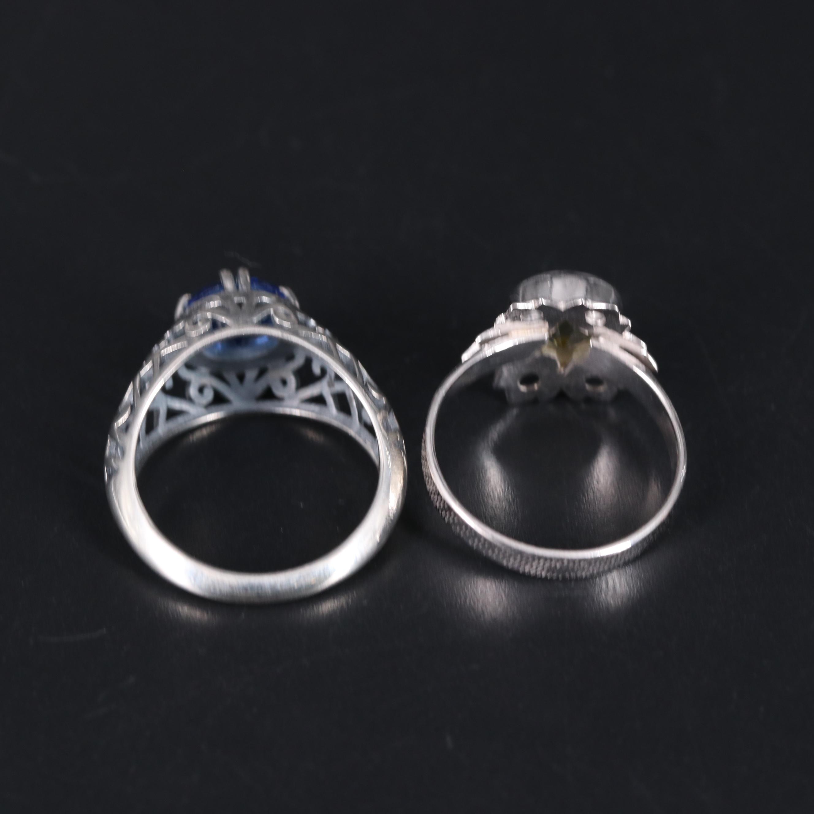 Sterling Silver Ring Duo Including Quartz and Gemstones