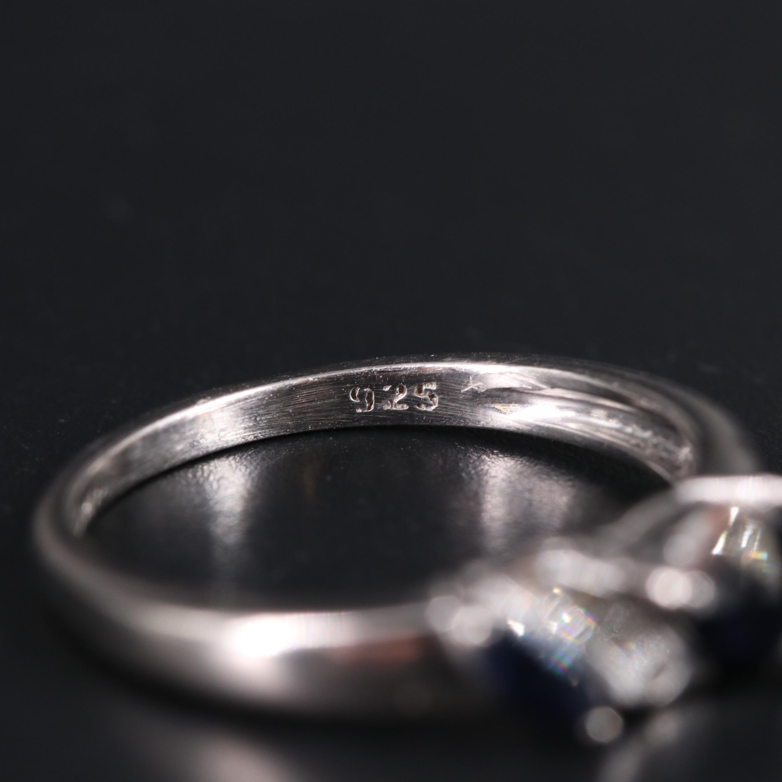 Sterling Silver Ring Duo Including Lemon Quartz and Gemstones