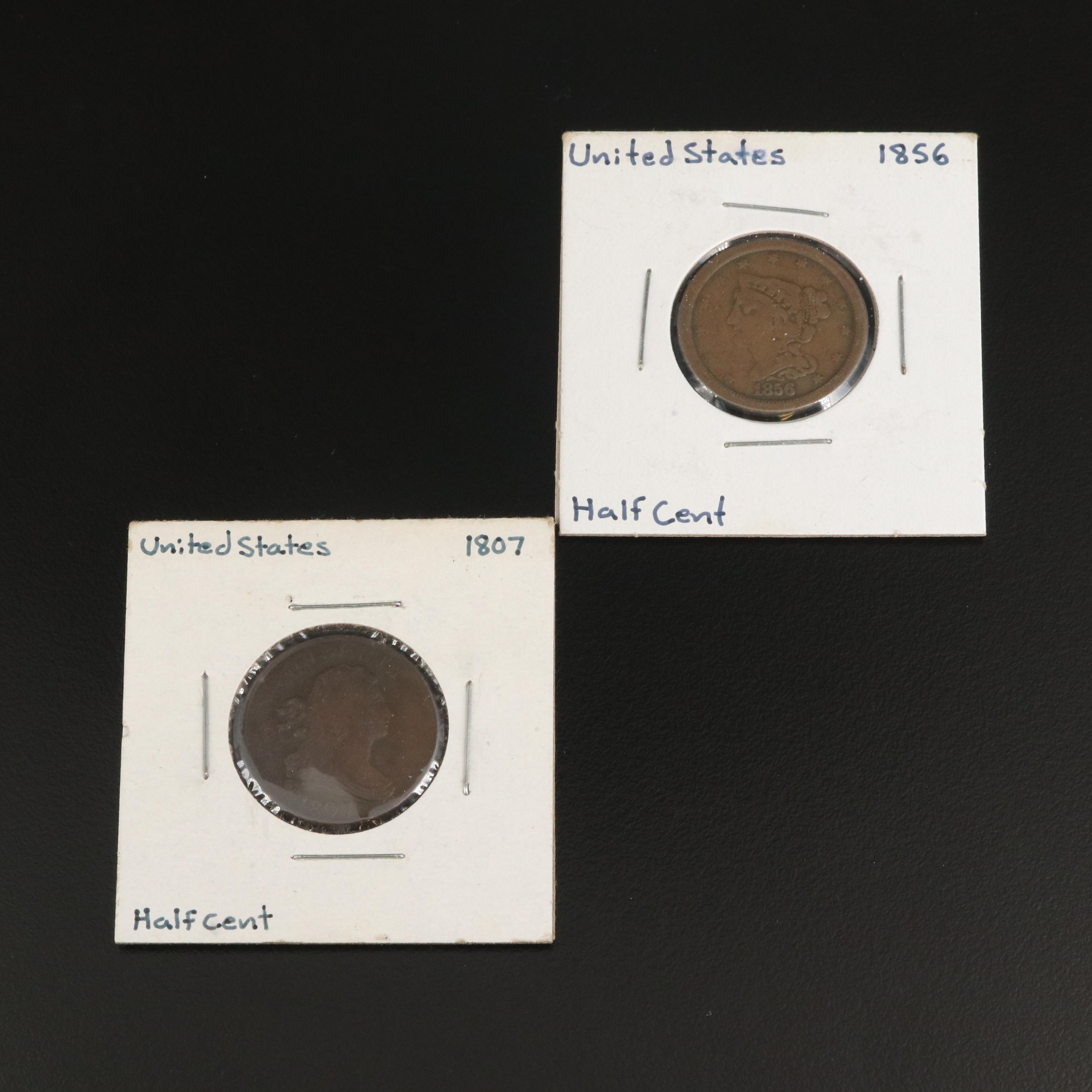 1807 and 1856  United States Half Cents