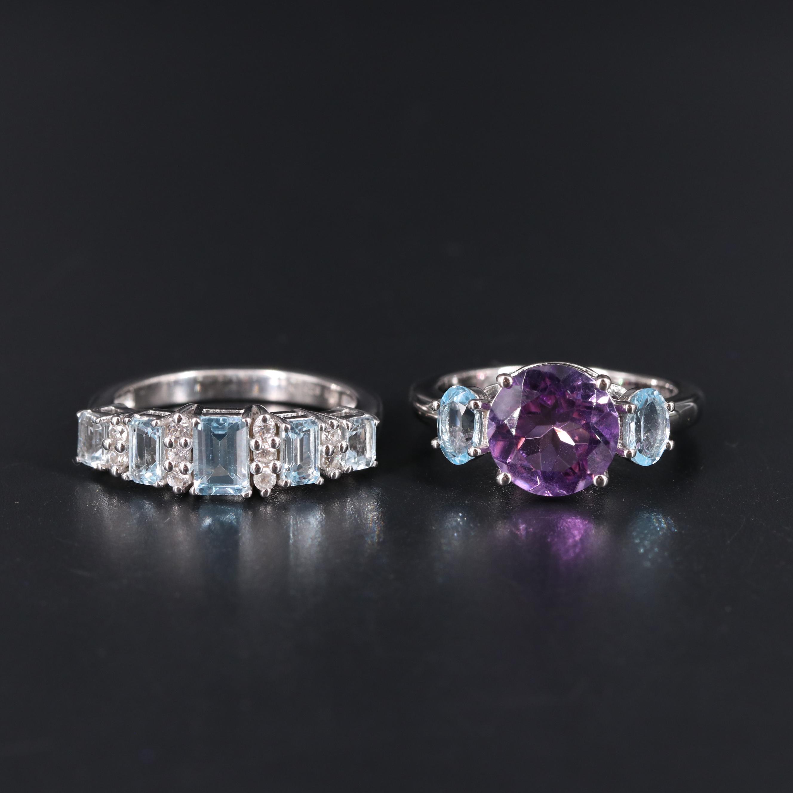 Sterling Silver Ring Duo Including Gemstones