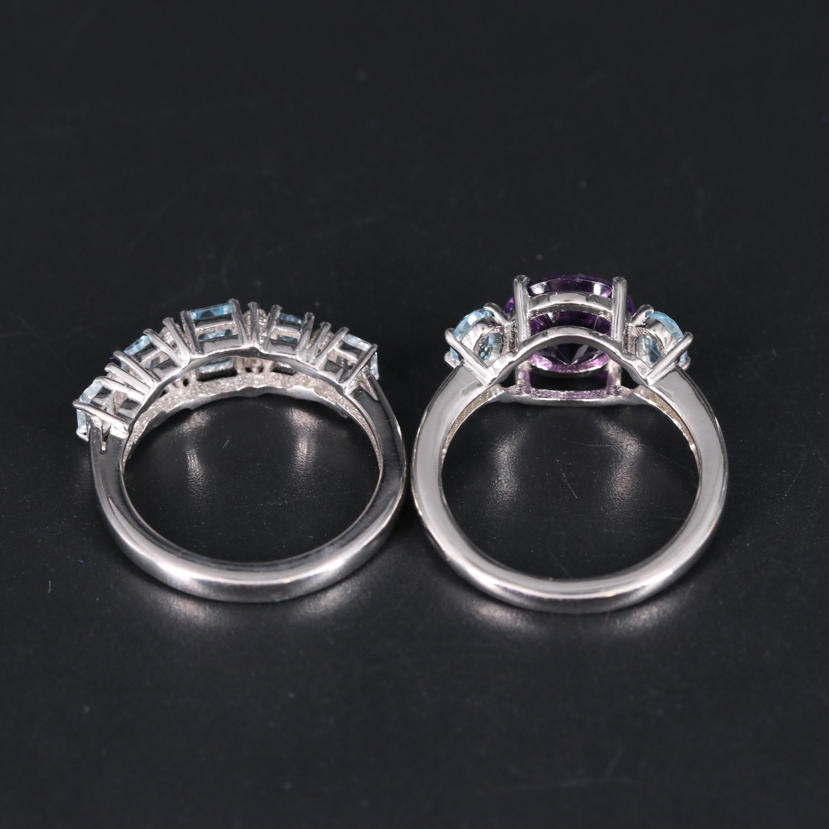 Sterling Silver Ring Duo Including Gemstones
