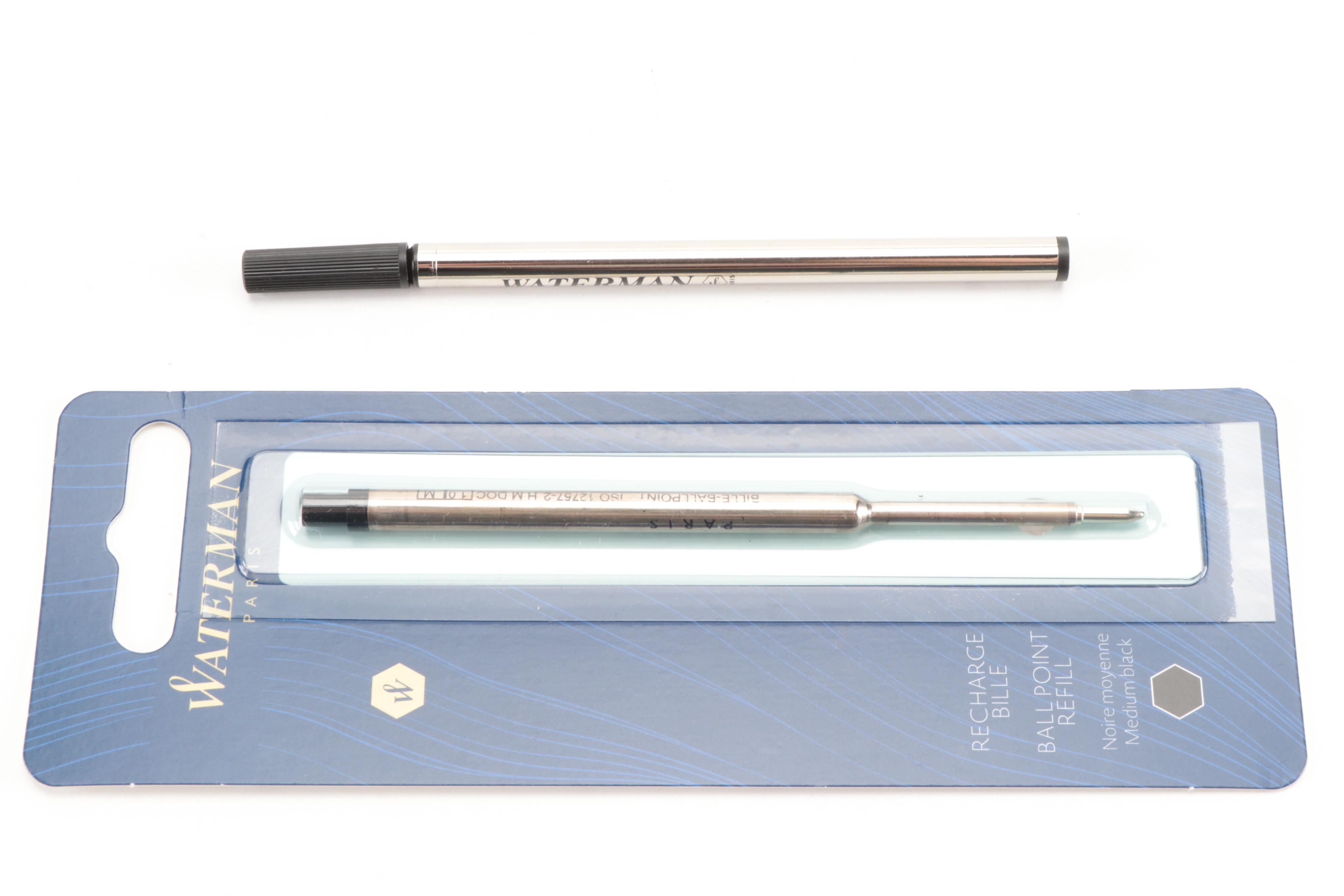 Waterman Brushed Metal and Gold Metal Accent Ballpoint Pen
