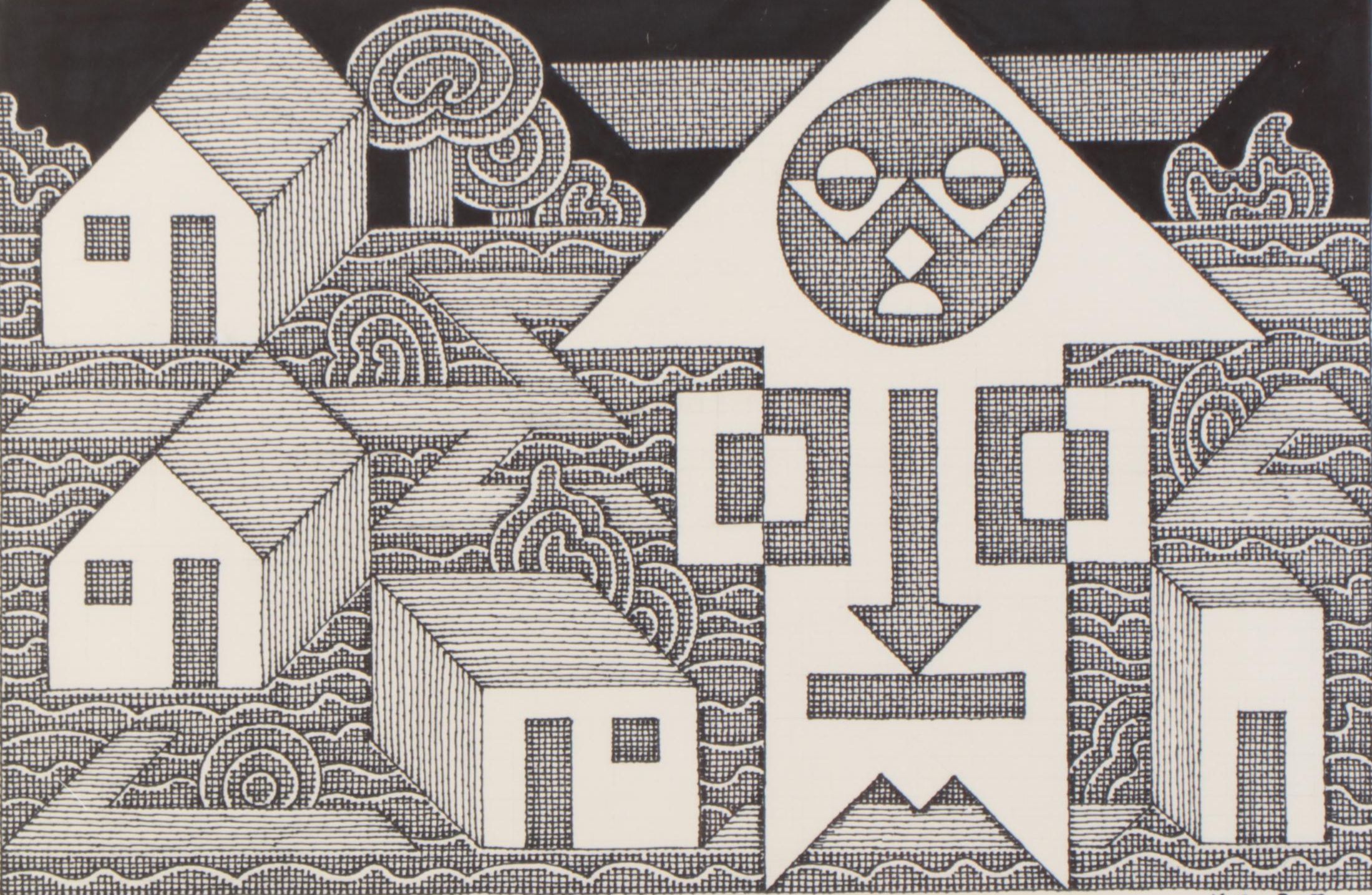 Jerry Kellems Abstract Pen and Ink Drawing, 2005