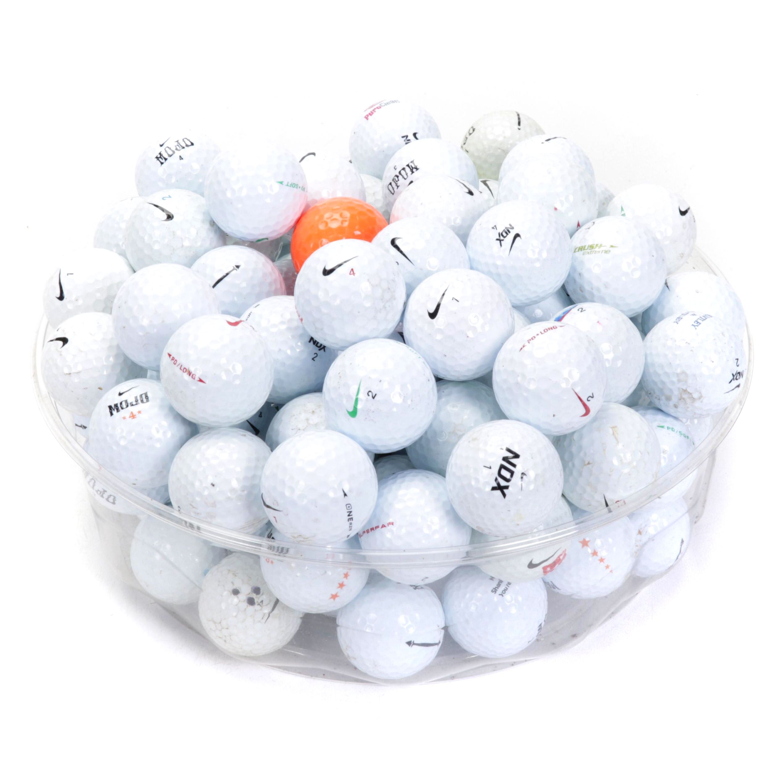 One Hundred Golf Balls Including Nike and More