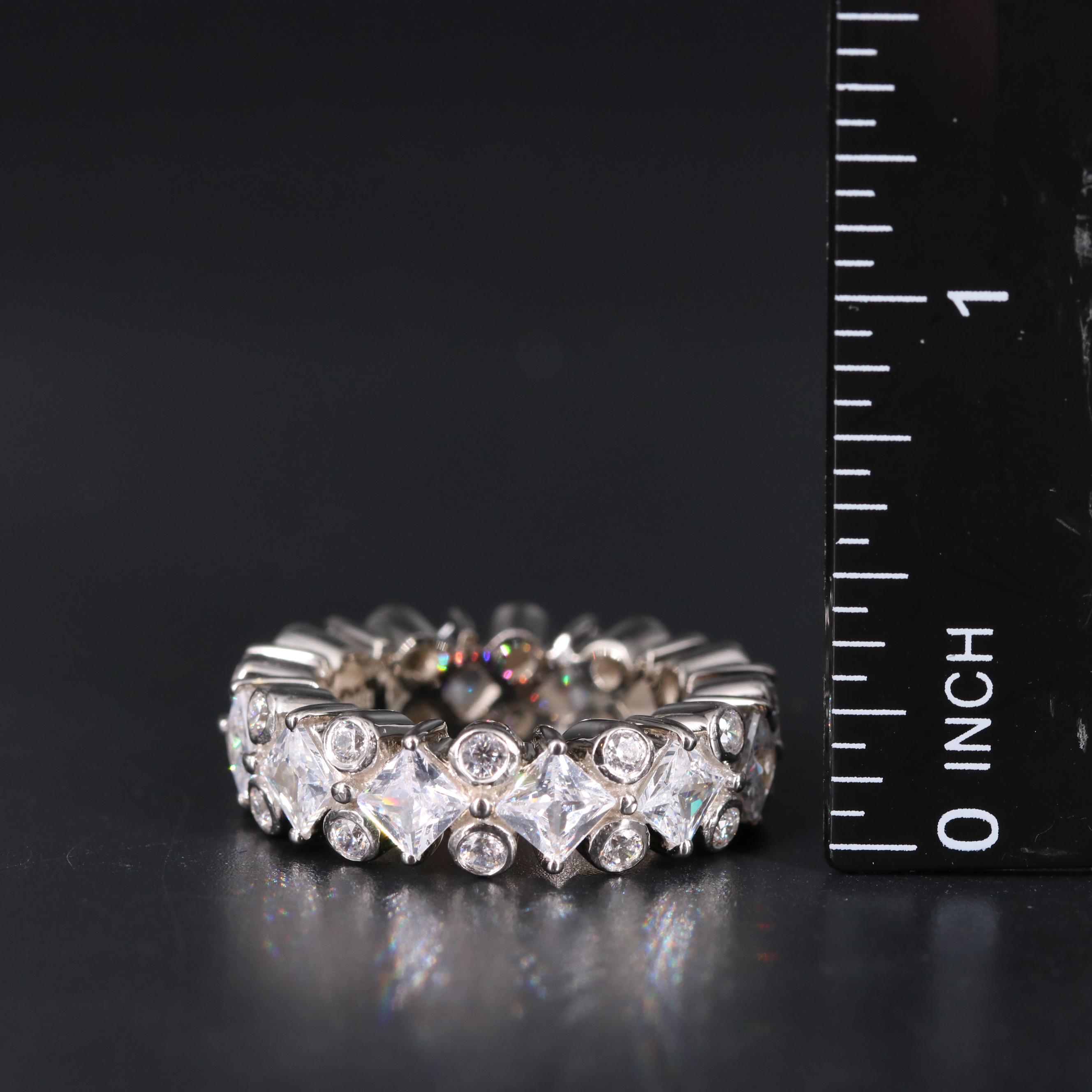 Sterling Silver Band including Cubic Zirconia