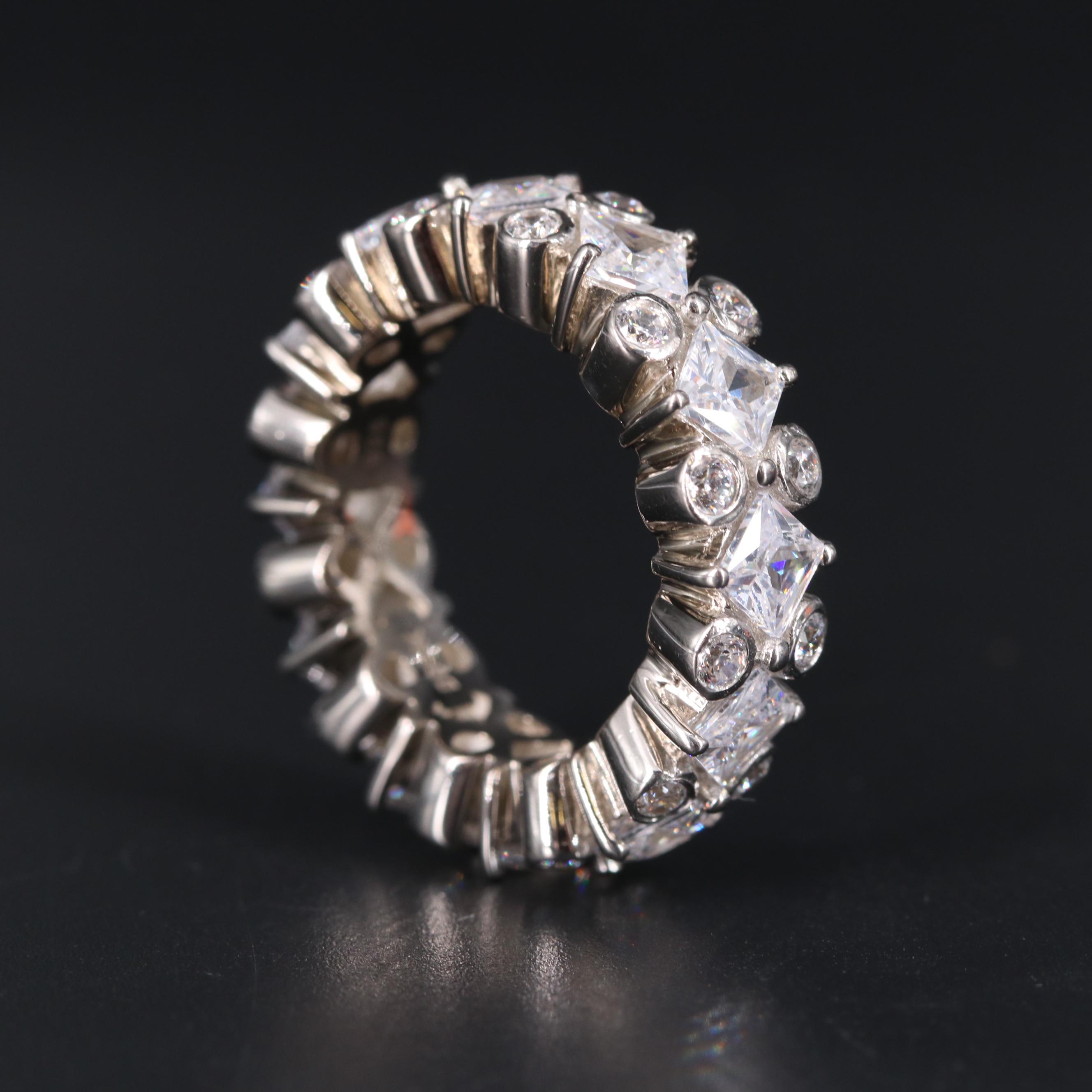 Sterling Silver Band including Cubic Zirconia