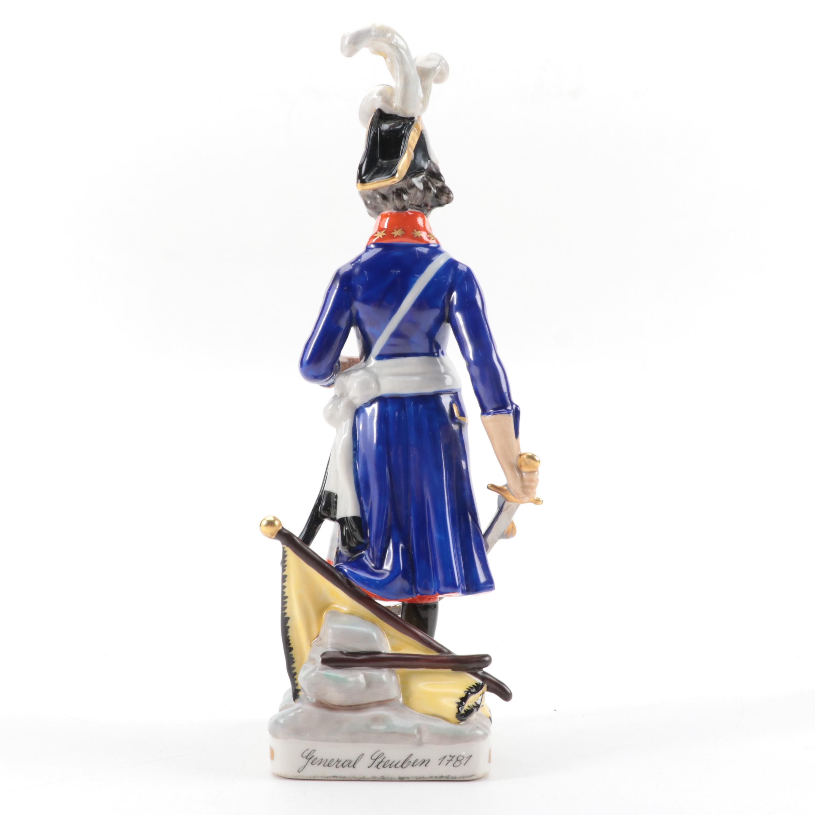 F. Wessel Porcelain Military Figurines in Wall Hanging Shadow Boxes