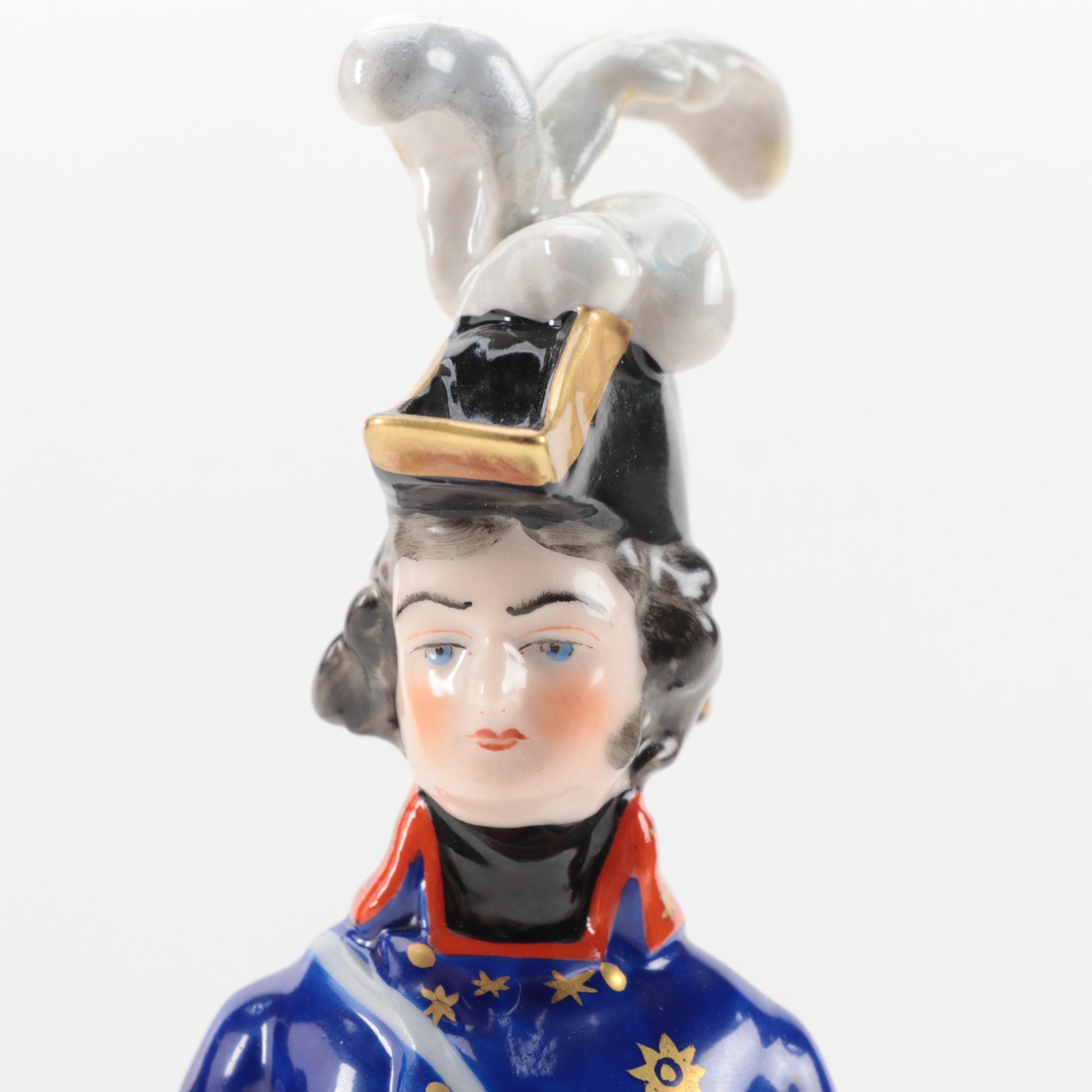 F. Wessel Porcelain Military Figurines in Wall Hanging Shadow Boxes