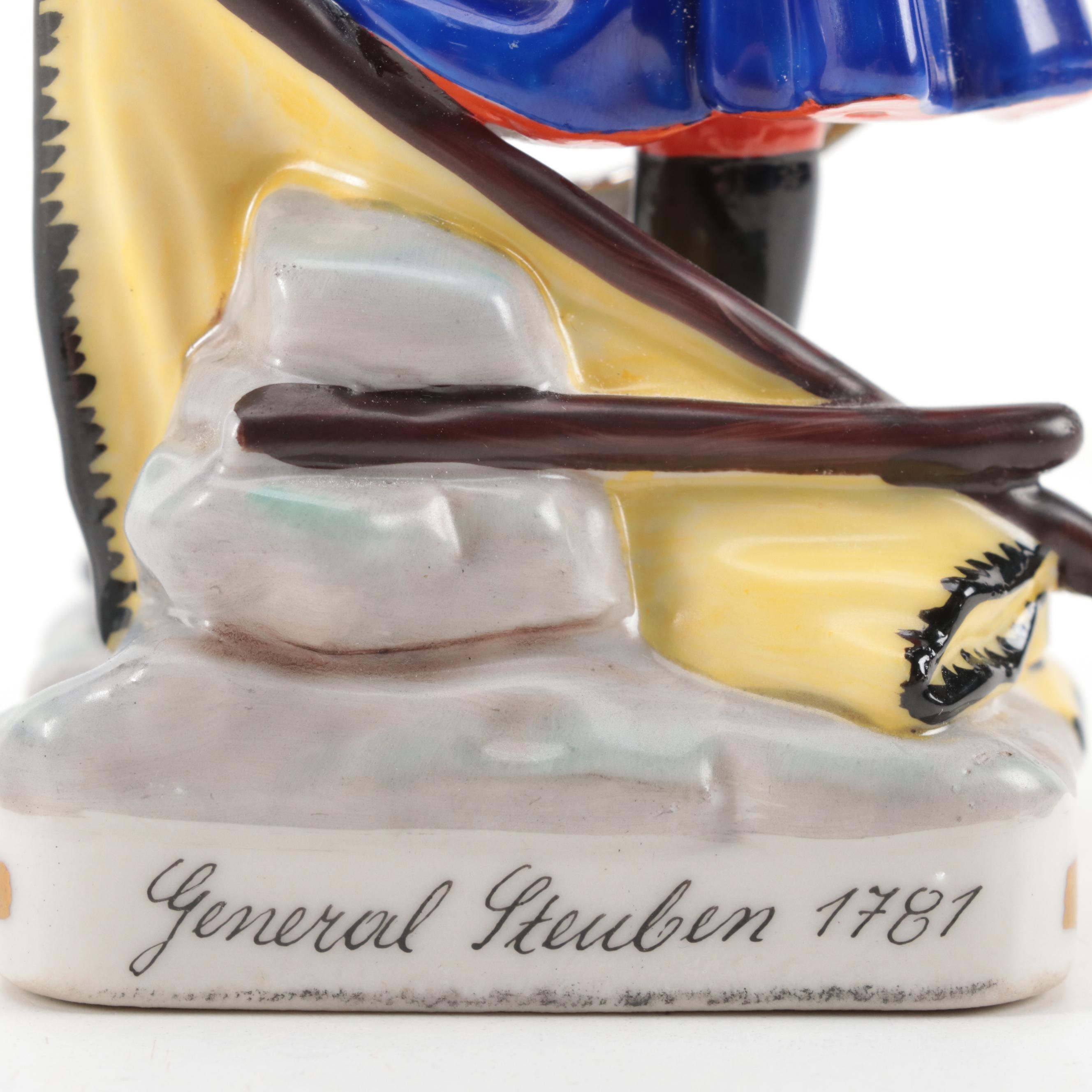 F. Wessel Porcelain Military Figurines in Wall Hanging Shadow Boxes