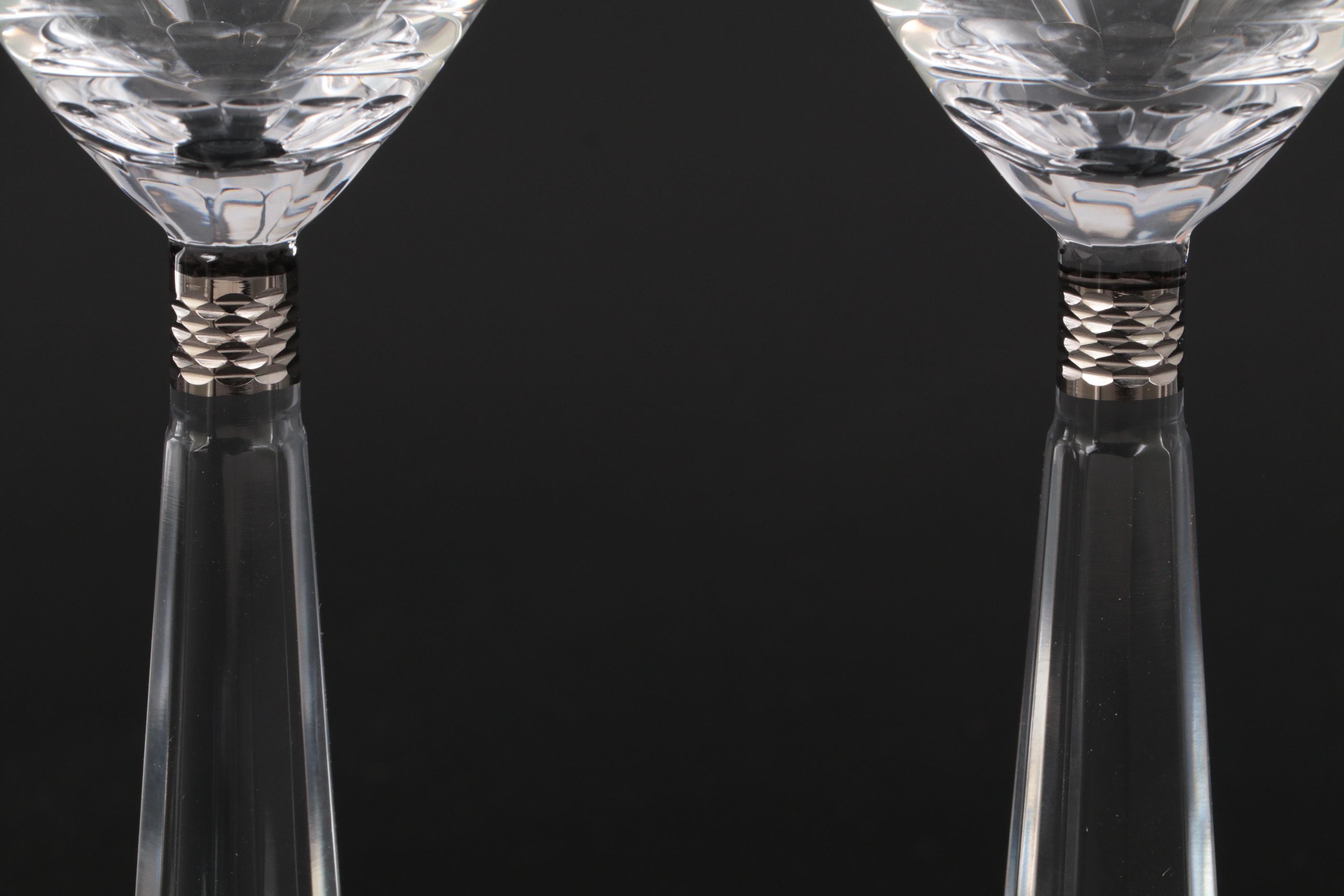 Moser "Casanova Platinum" Cut Crystal Wine Glasses with Platinum Band and Trim