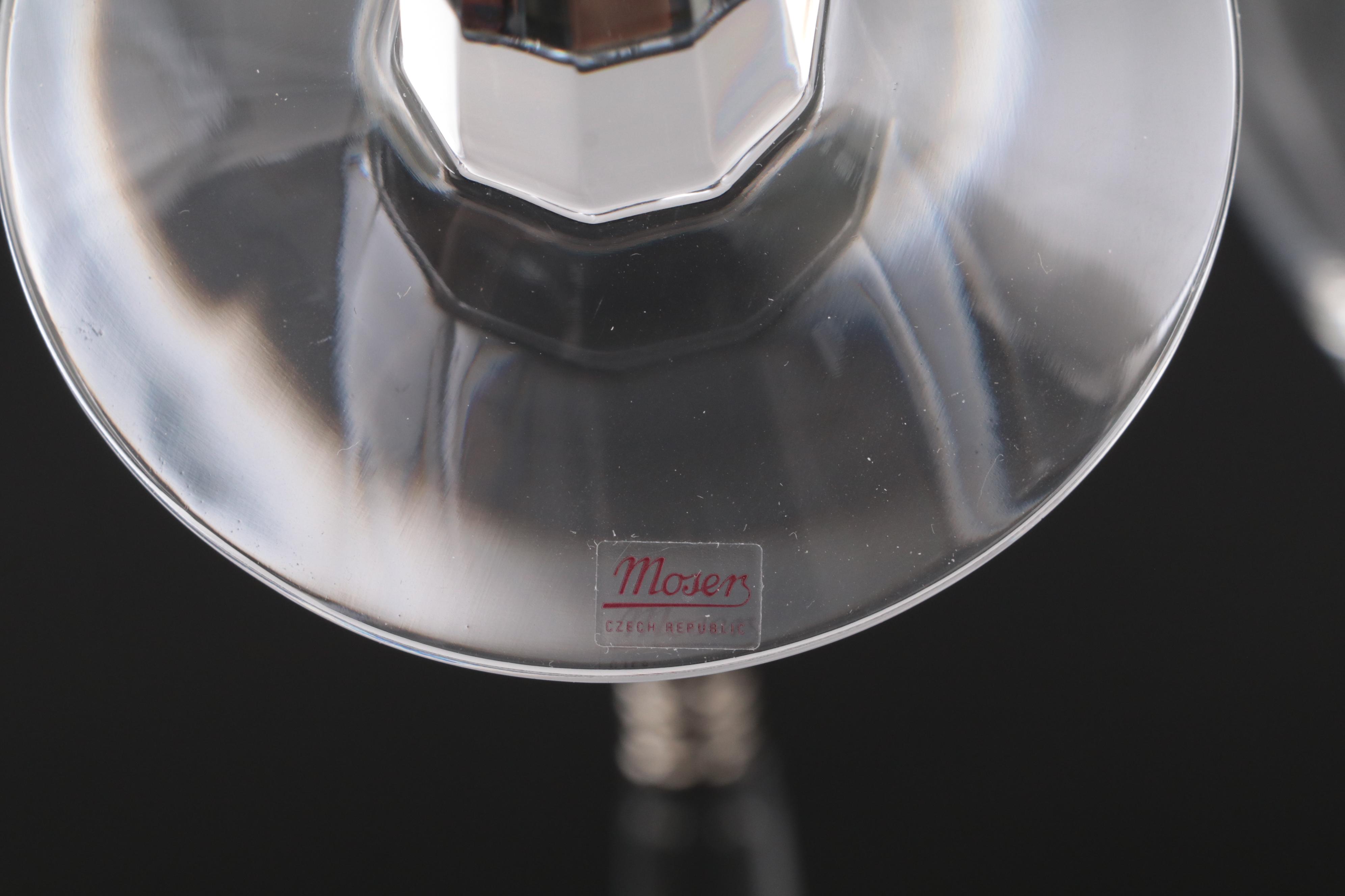 Moser "Casanova Platinum" Cut Crystal Wine Glasses with Platinum Band and Trim