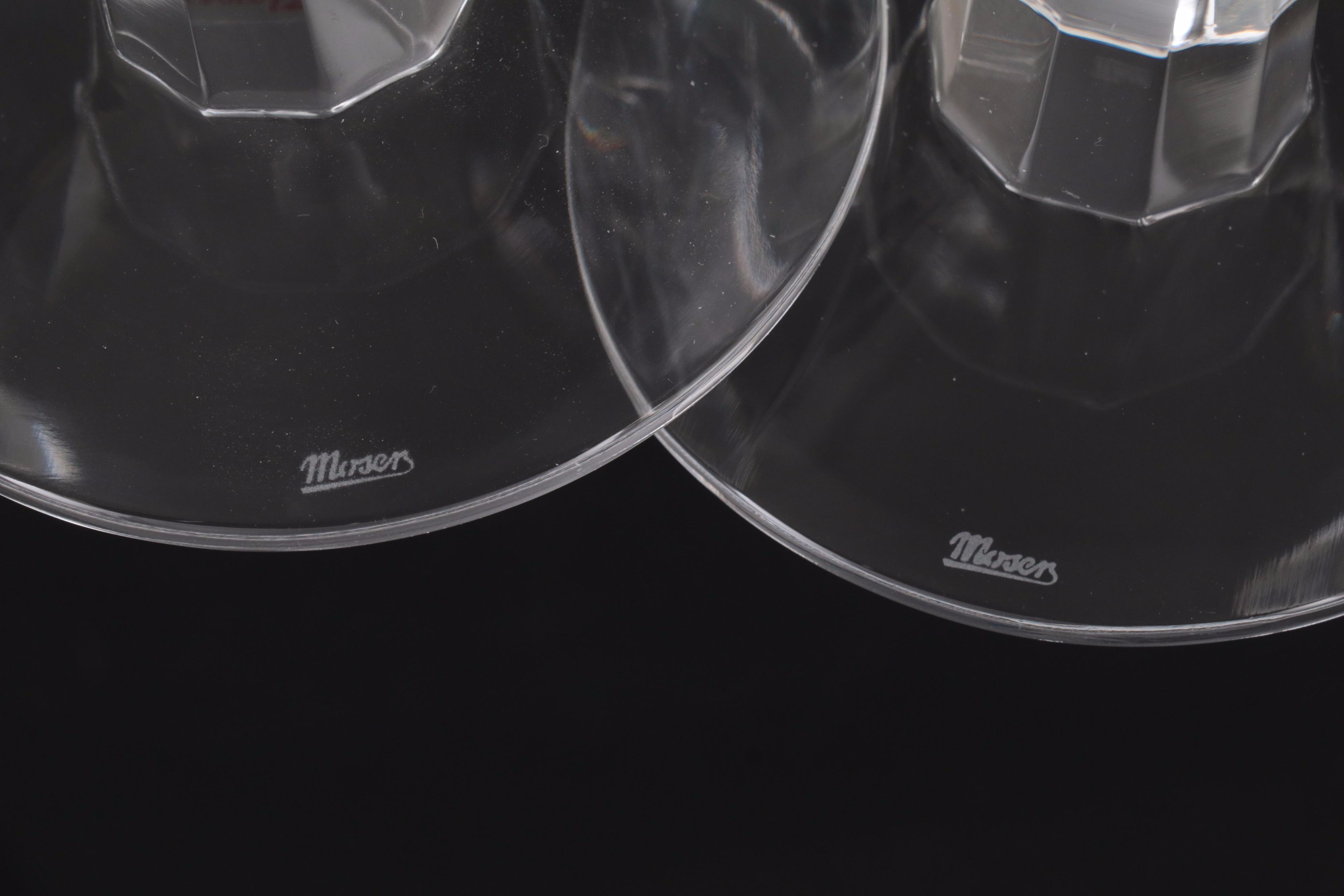 Moser "Casanova Platinum" Cut Crystal Wine Glasses with Platinum Band and Trim