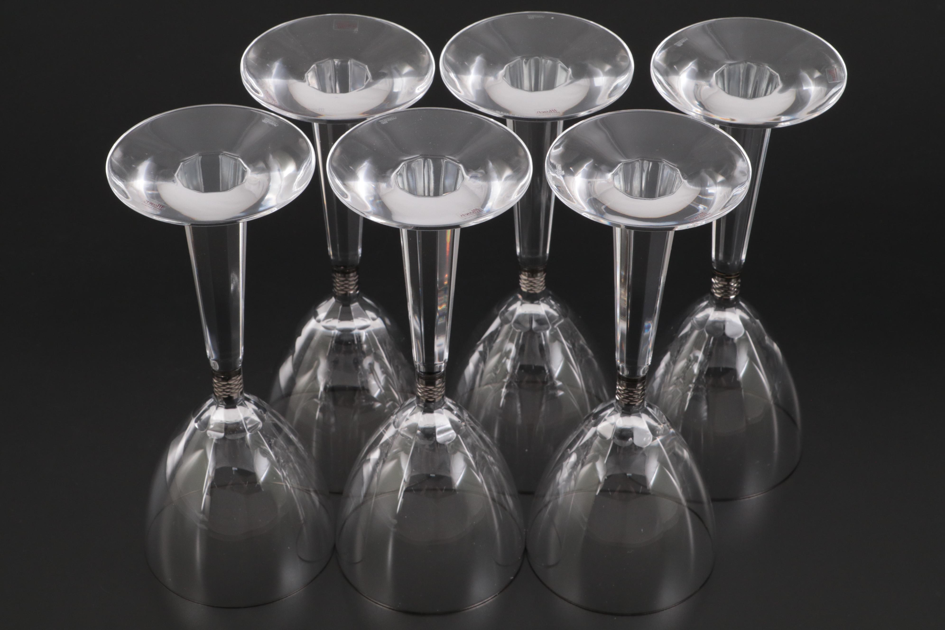Moser "Casanova Platinum" Cut Crystal Wine Glasses with Platinum Band and Trim