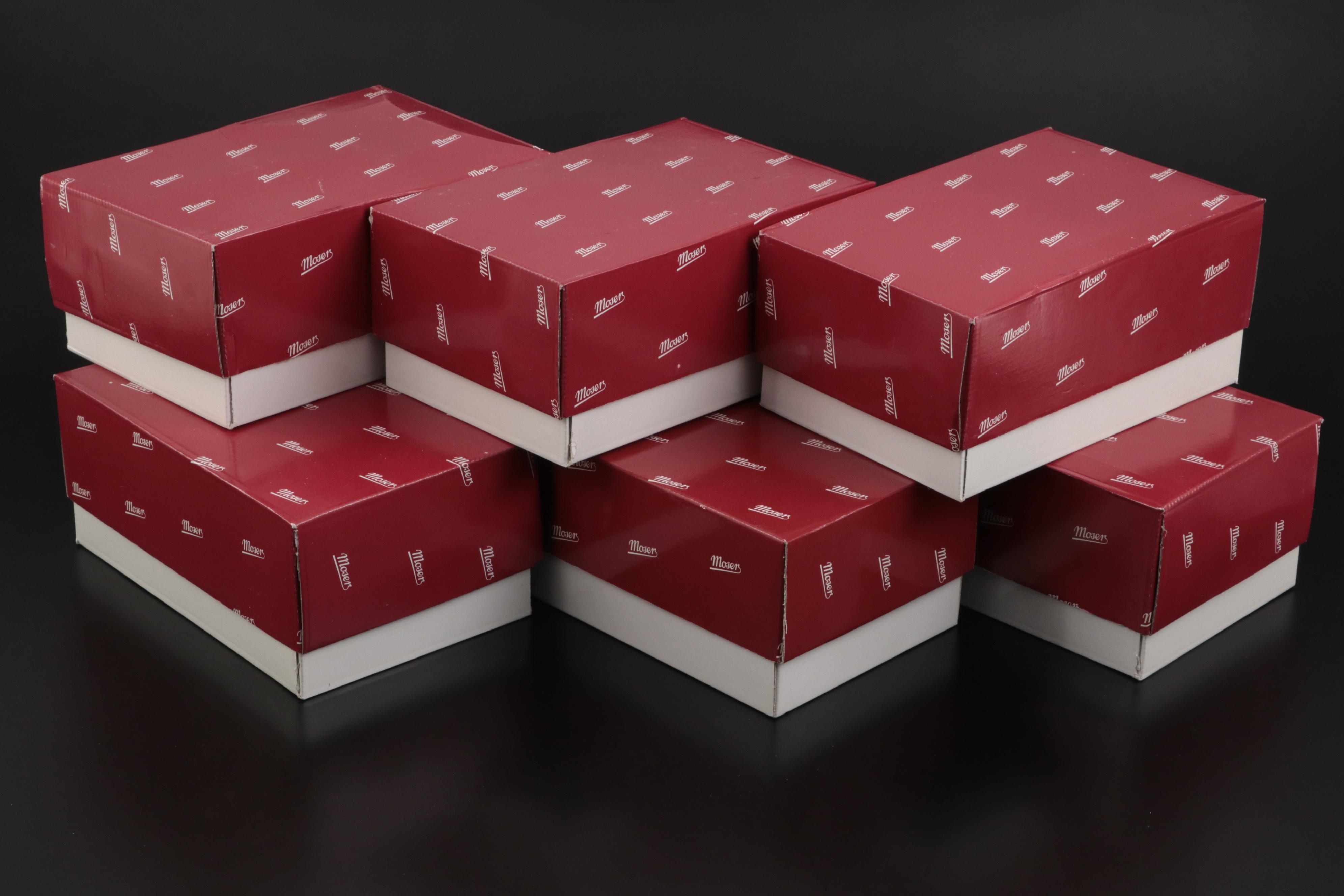 Moser "Casanova Platinum" Cut Crystal Wine Glasses with Platinum Band and Trim