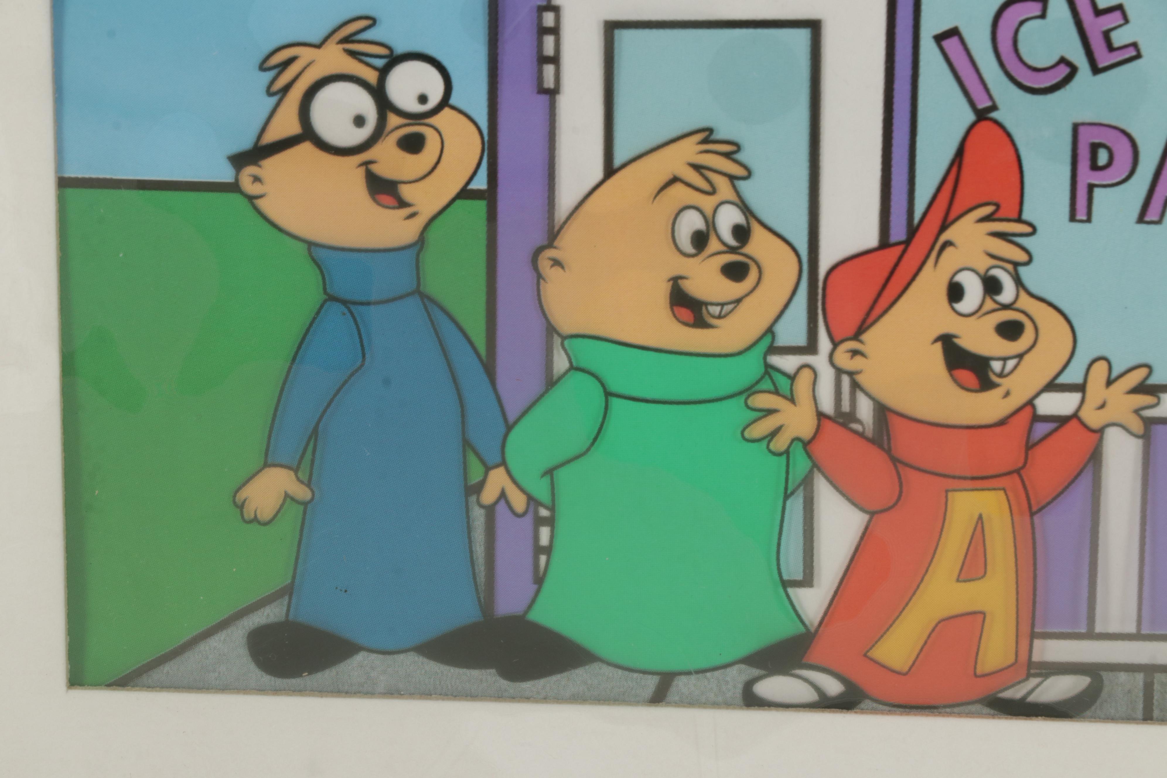 Universal Studios "Alvin and the Chipmunks" Offset Lithograph Cel, 1999