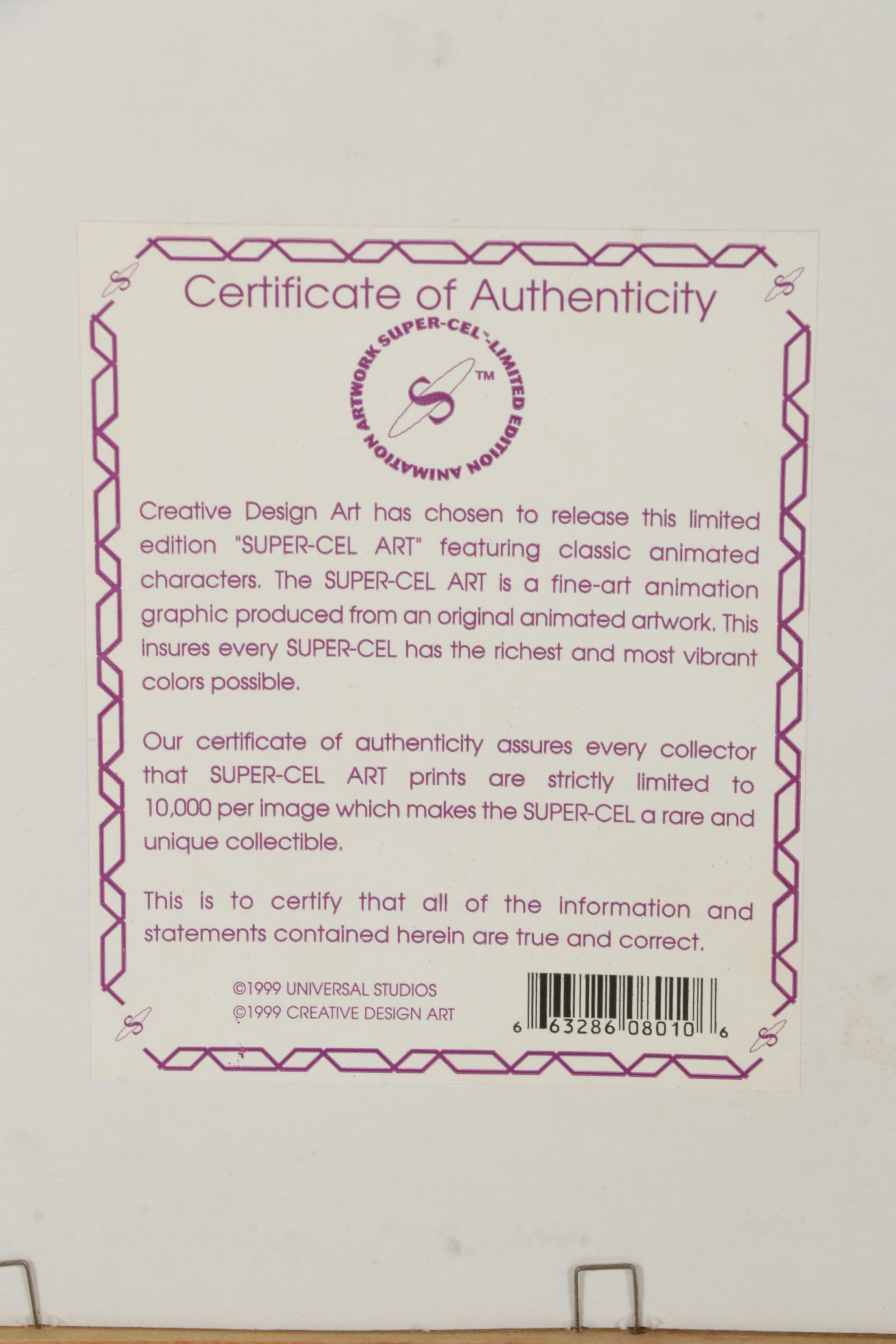 Universal Studios "Alvin and the Chipmunks" Offset Lithograph Cel, 1999