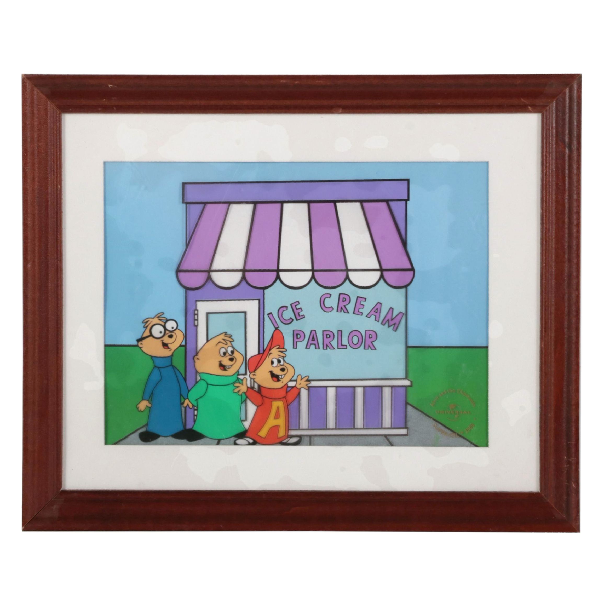 Universal Studios "Alvin and the Chipmunks" Offset Lithograph Cel, 1999