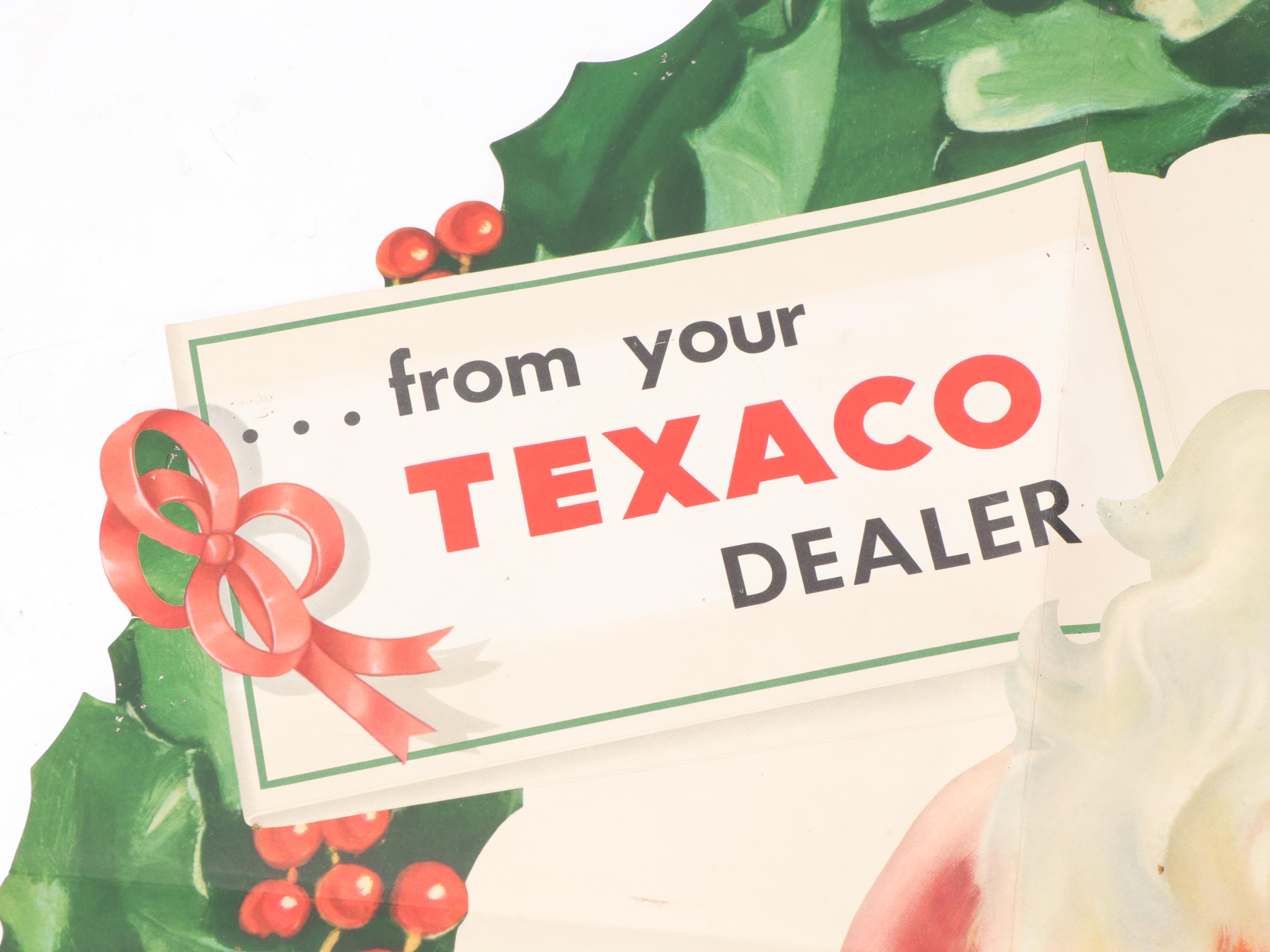 Texaco Gasoline Christmas Paper Window Display, 1955