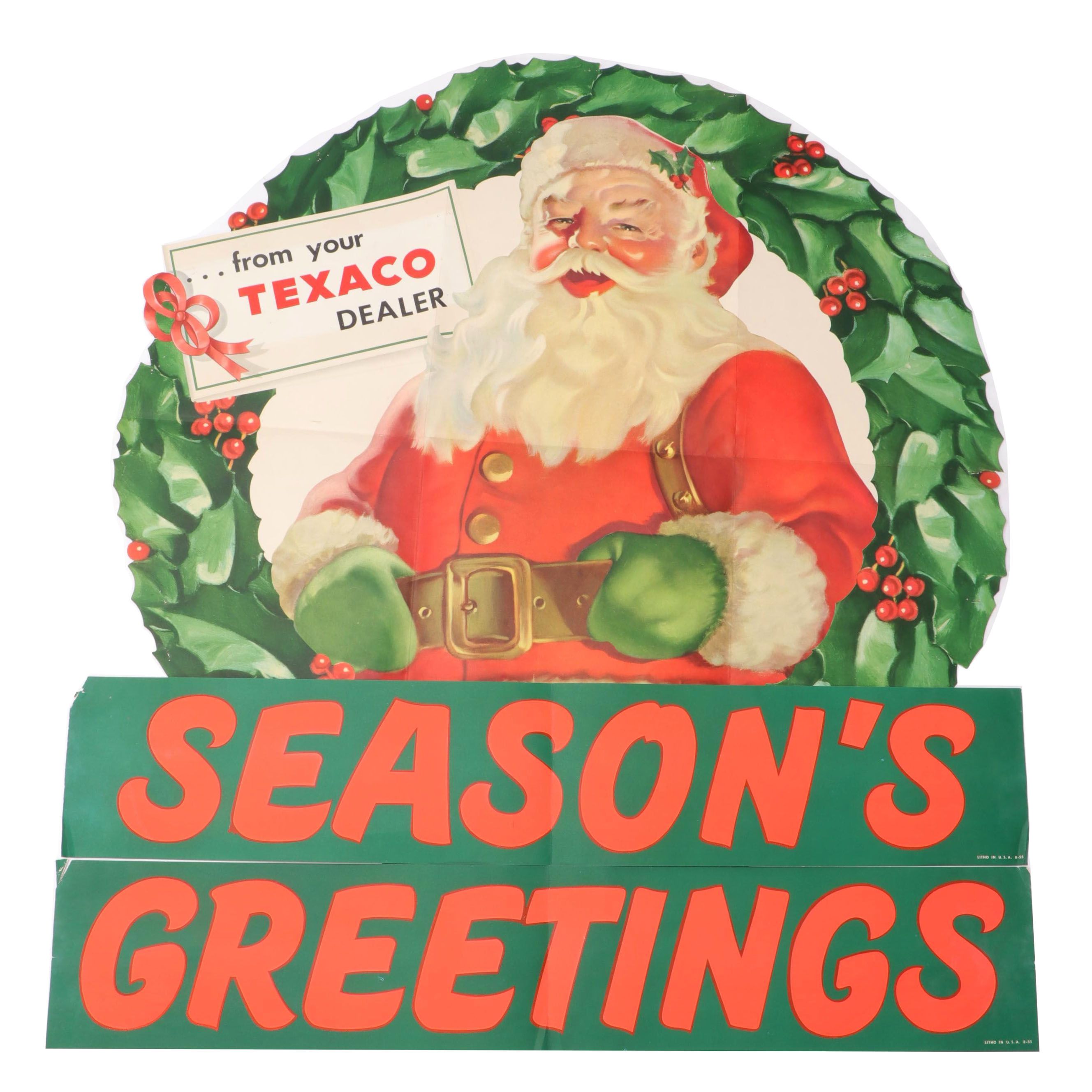 Texaco Gasoline Christmas Paper Window Display, 1955