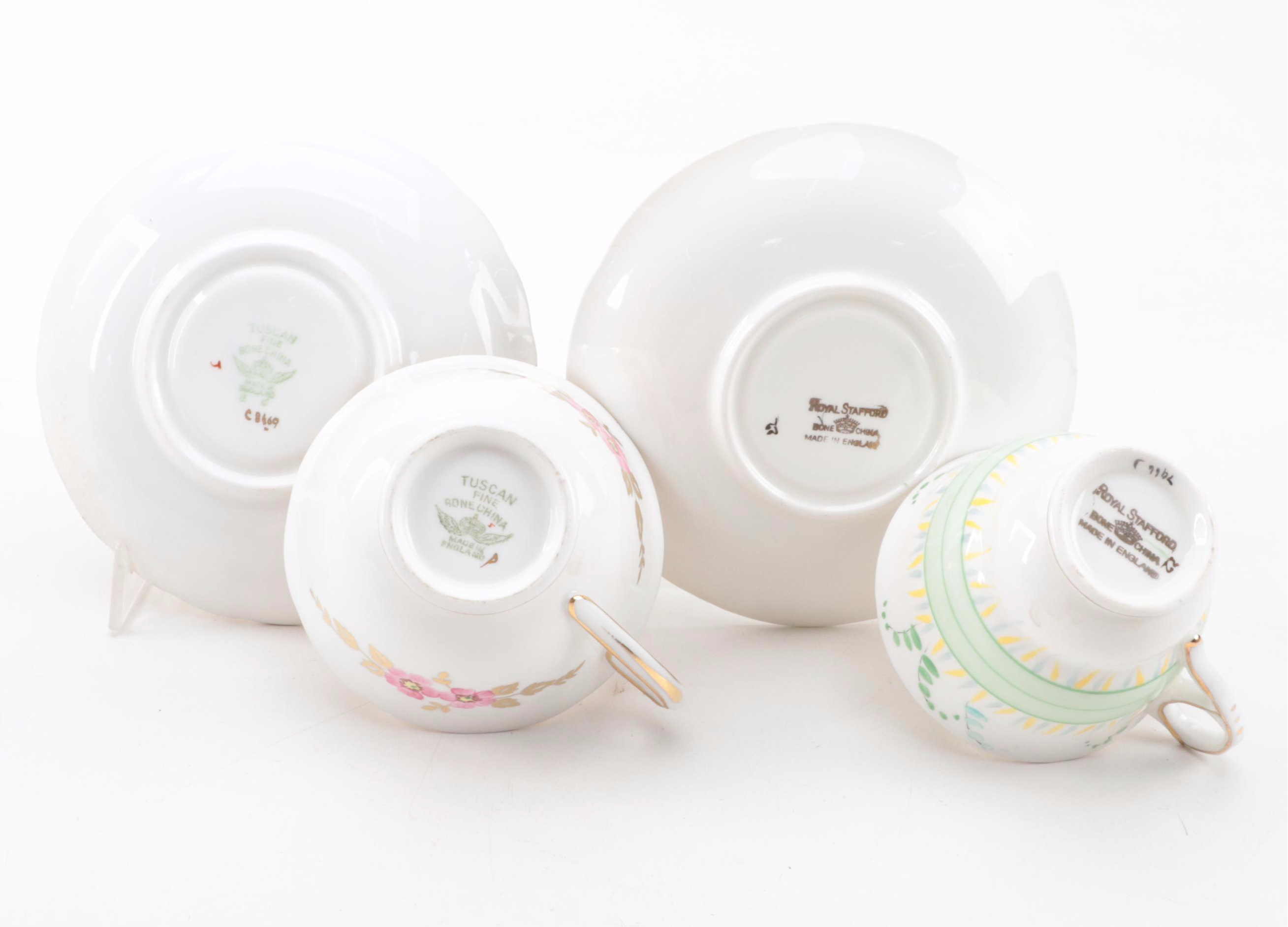 Crown Staffordshire and Other English Bone China Teacups