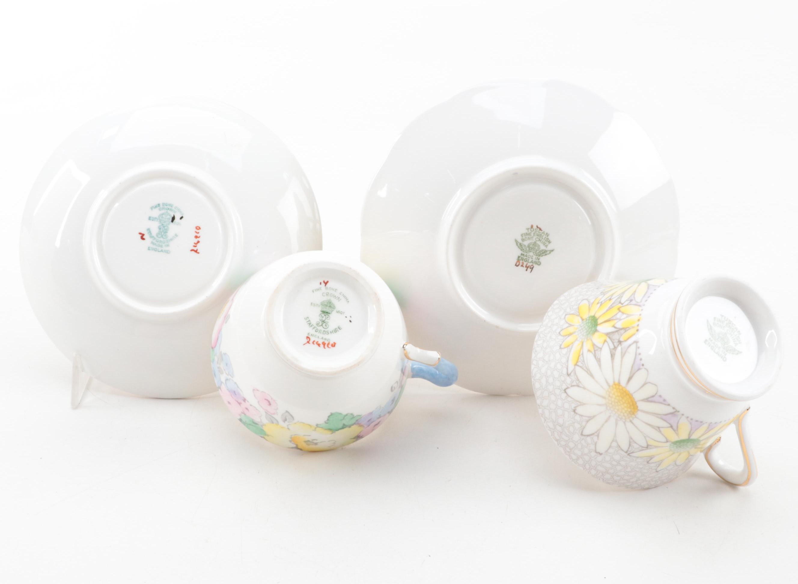 Crown Staffordshire and Other English Bone China Teacups