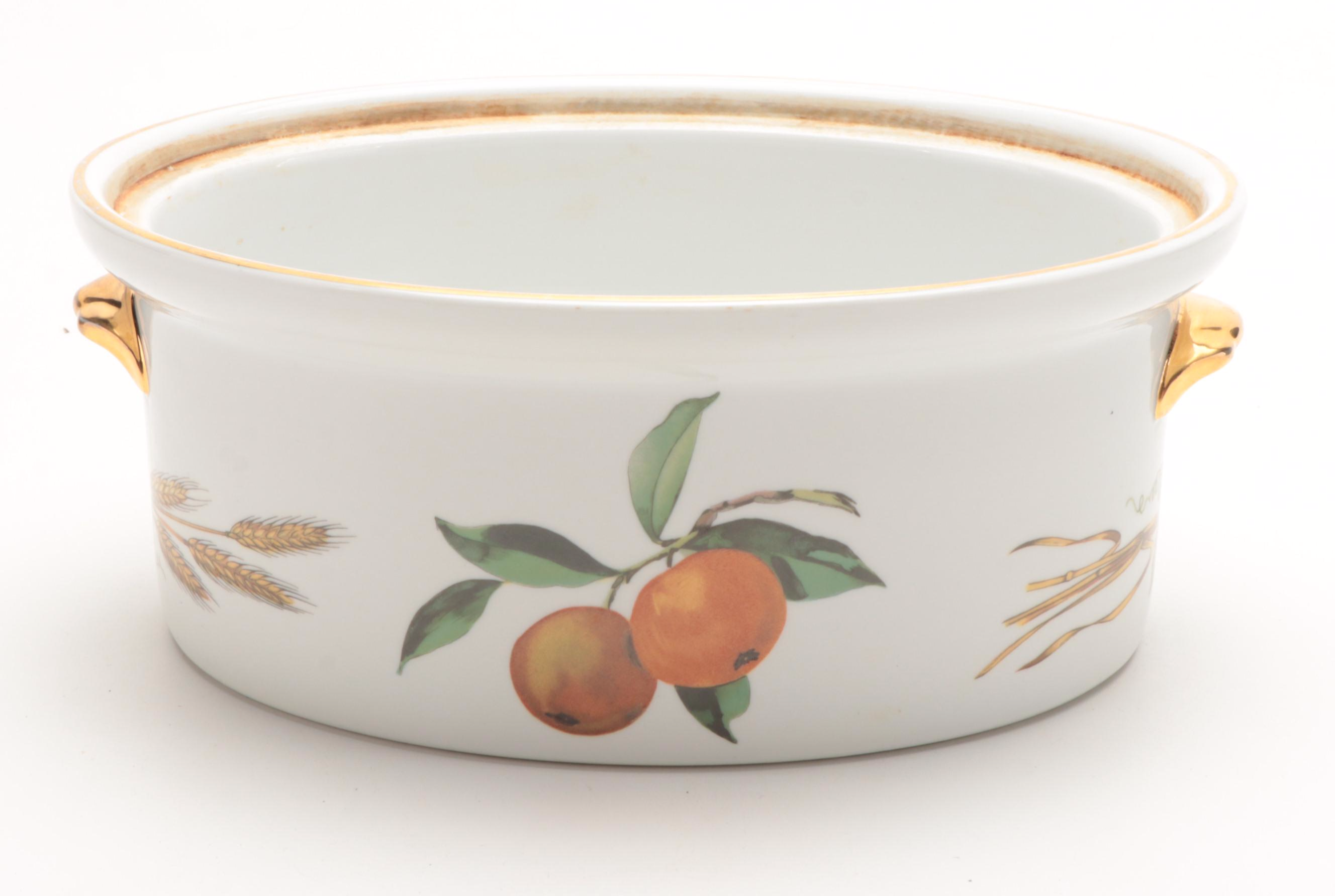 Royal Worcester "Evesham" Porcelain Casserole Dishes with Other Au Gratin Dish