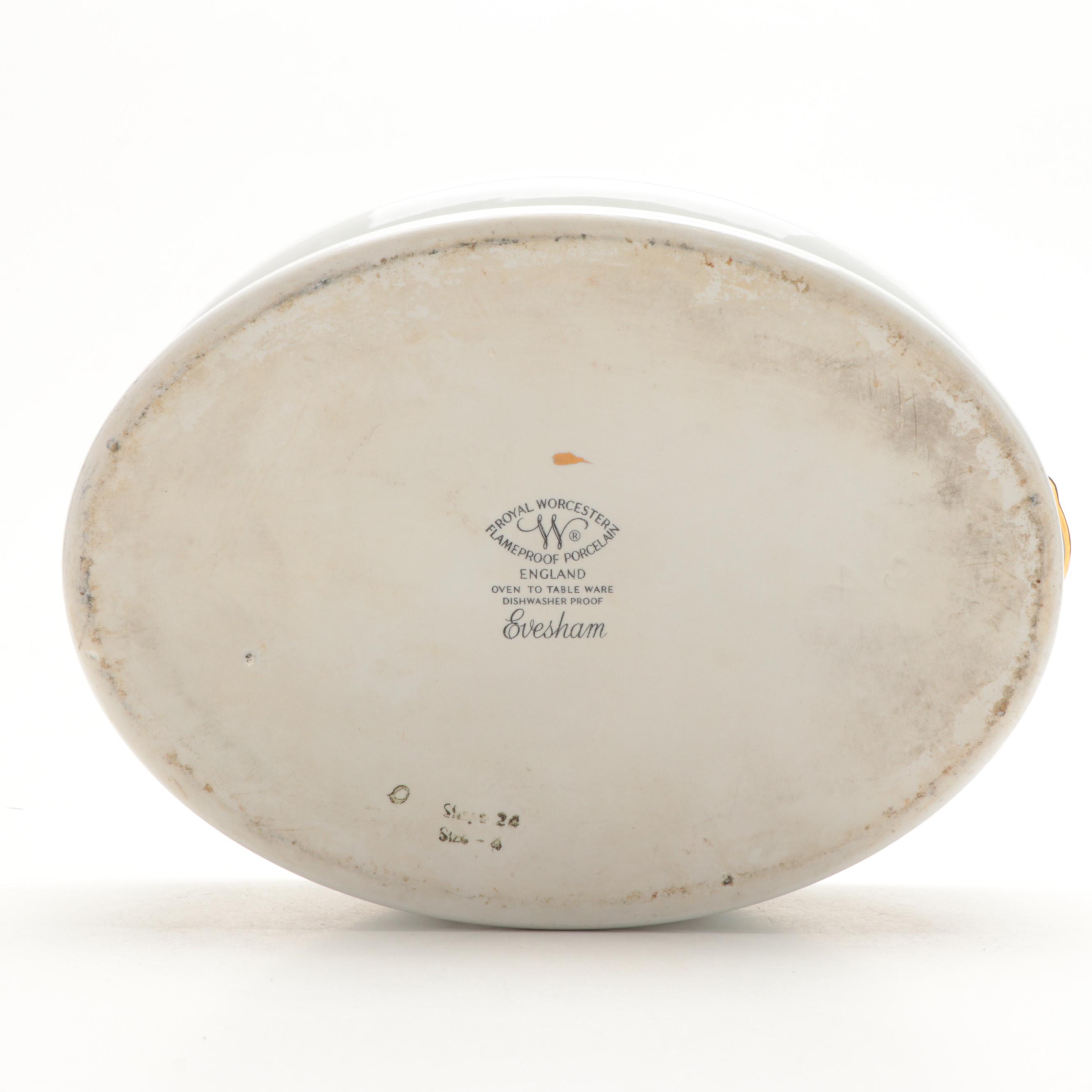 Royal Worcester "Evesham" Porcelain Casserole Dishes with Other Au Gratin Dish