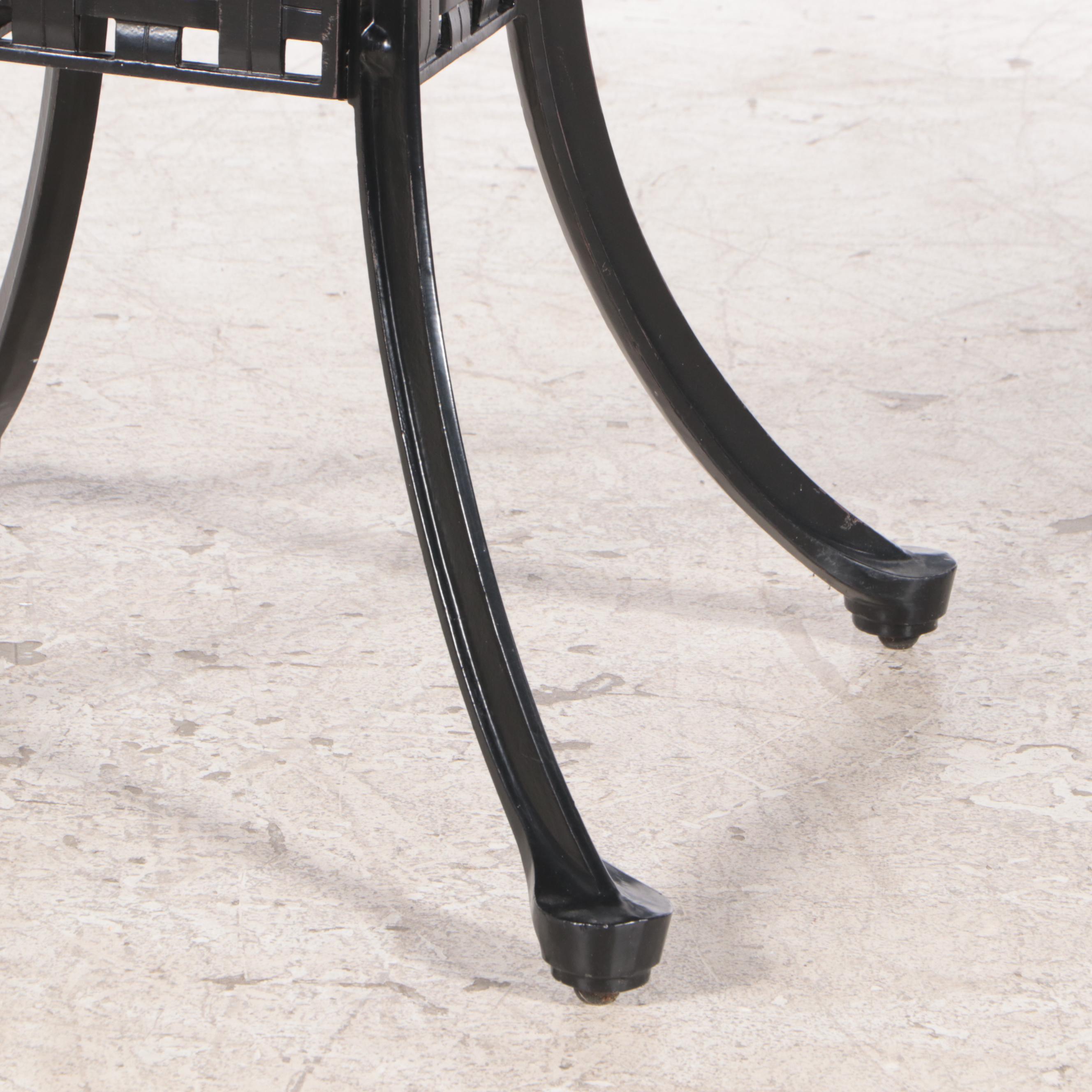 Cast Aluminum Patio Table and Four Armchairs with Seat Cushions