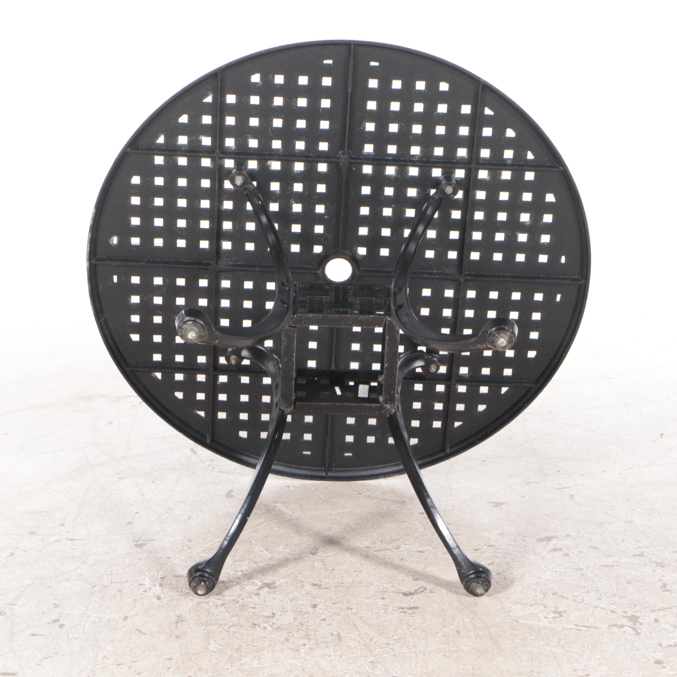 Cast Aluminum Patio Table and Four Armchairs with Seat Cushions